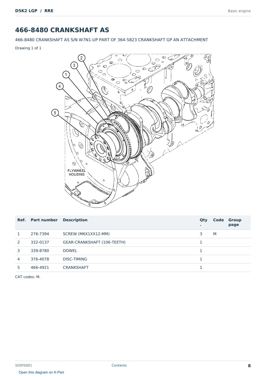 Caterpillar D5K2 LGP S/N RRE Partsbook SEBP6881 (English) - sample page 8 of 10 Caterpillar D5K2 LGP S/N RRE Partsbook SEBP6881 (English) - sample page 8 of 10
