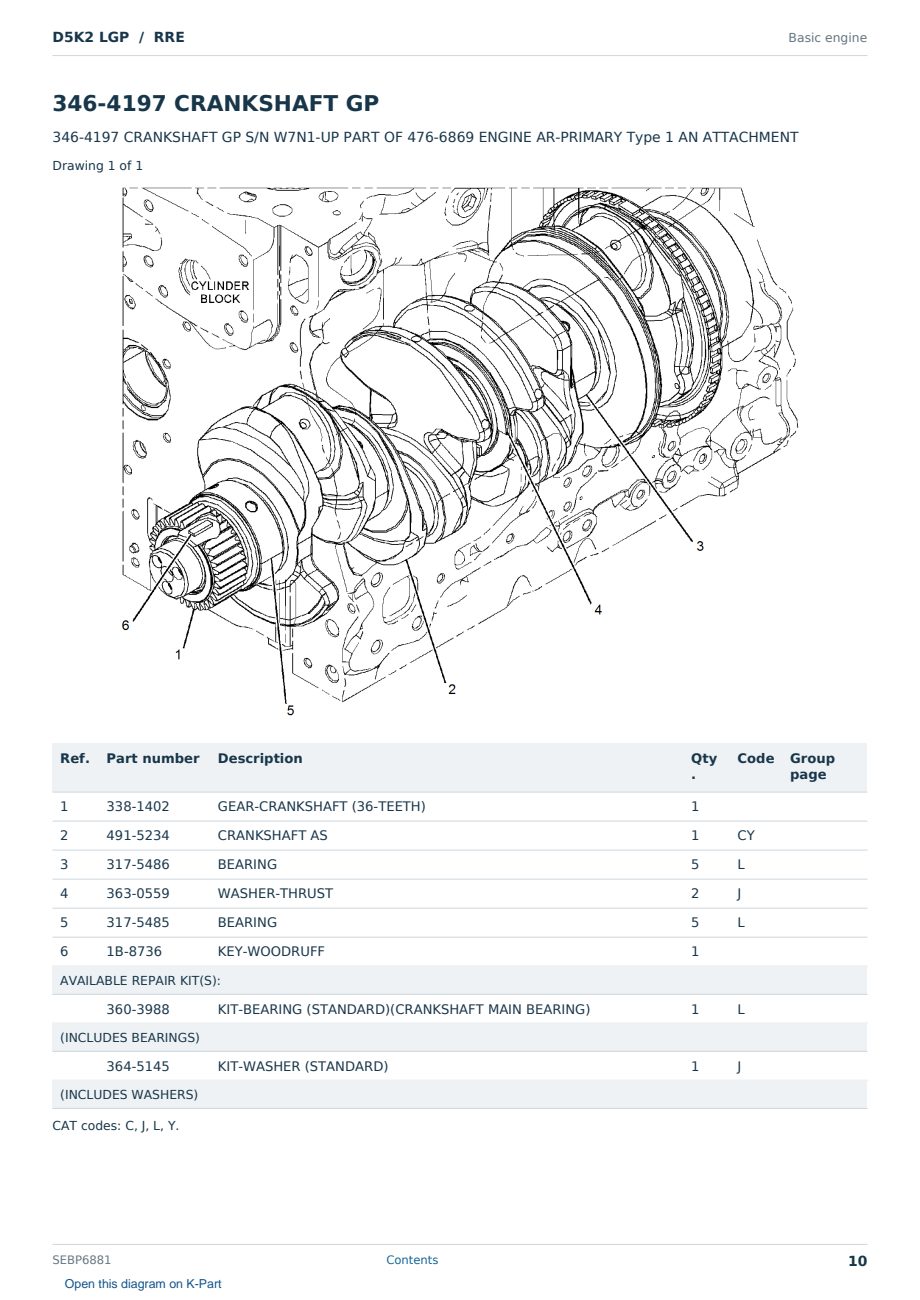 Caterpillar D5K2 LGP S/N RRE Partsbook SEBP6881 (English) - sample page 10 of 10 Caterpillar D5K2 LGP S/N RRE Partsbook SEBP6881 (English) - sample page 10 of 10