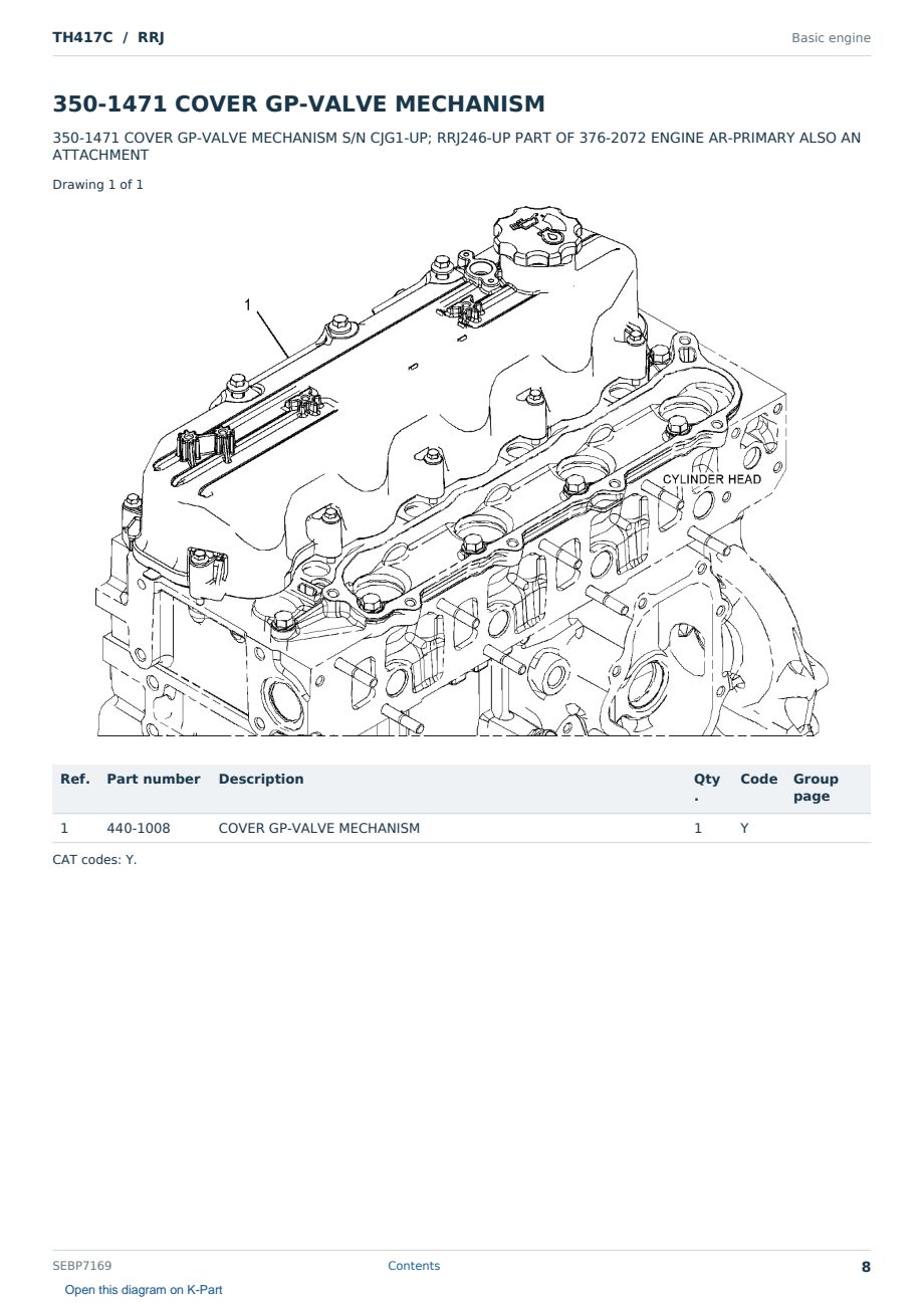 Caterpillar TH417C S/N RRJ Partsbook SEBP7169 (English) - sample page 8 of 10 Caterpillar TH417C S/N RRJ Partsbook SEBP7169 (English) - sample page 8 of 10