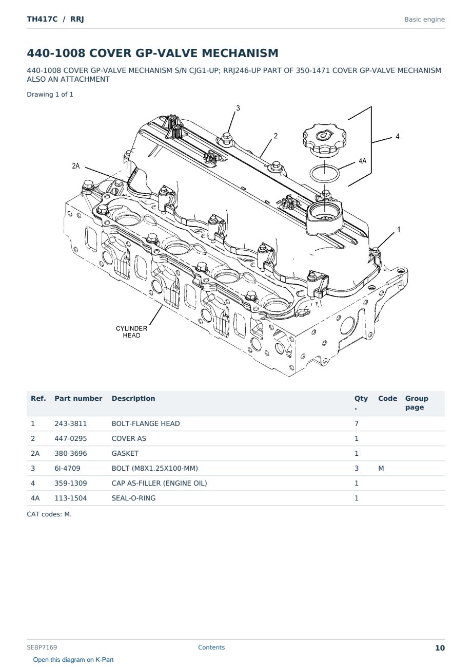 Caterpillar TH417C S/N RRJ Partsbook SEBP7169 (English) - sample page 10 of 10 Caterpillar TH417C S/N RRJ Partsbook SEBP7169 (English) - sample page 10 of 10