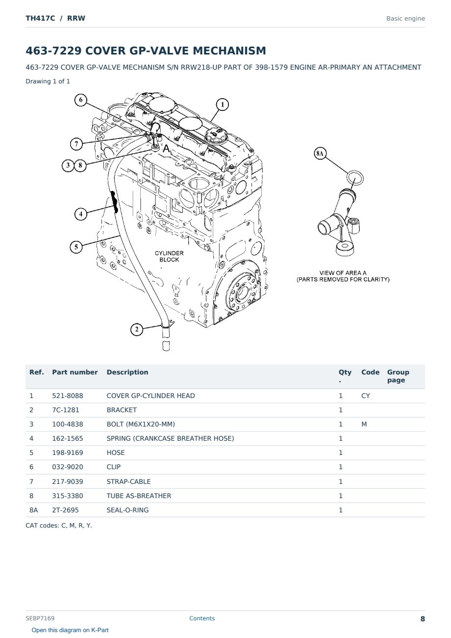 Caterpillar TH417C S/N RRW Partsbook SEBP7169 (English) - sample page 8 of 10 Caterpillar TH417C S/N RRW Partsbook SEBP7169 (English) - sample page 8 of 10