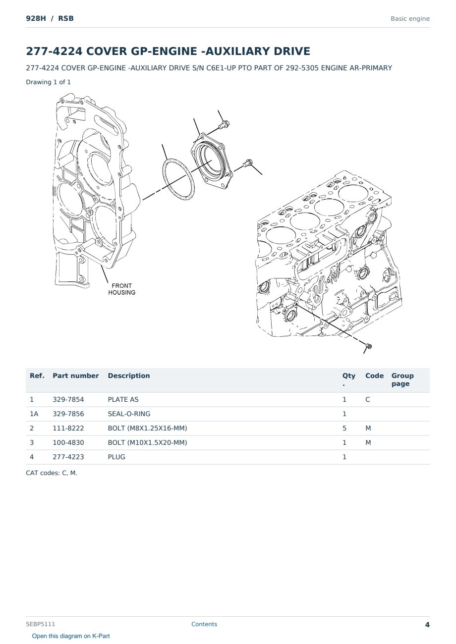 Caterpillar 928H S/N RSB Partsbook SEBP5111 (English) - sample page 4 of 10 Caterpillar 928H S/N RSB Partsbook SEBP5111 (English) - sample page 4 of 10