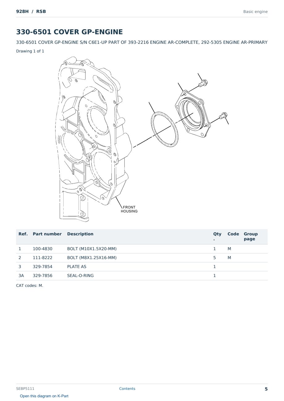 Caterpillar 928H S/N RSB Partsbook SEBP5111 (English) - sample page 5 of 10 Caterpillar 928H S/N RSB Partsbook SEBP5111 (English) - sample page 5 of 10