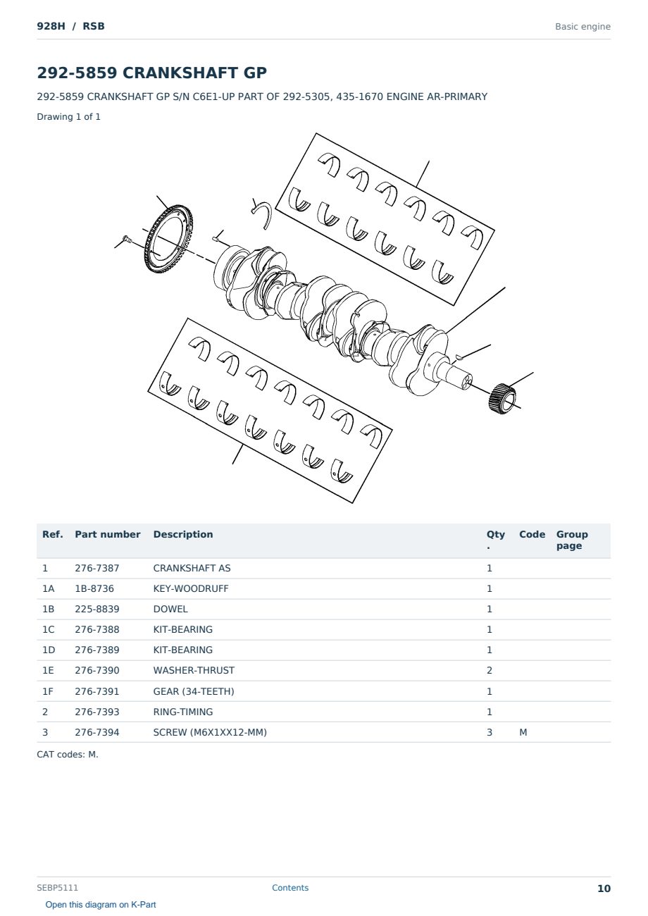 Caterpillar 928H S/N RSB Partsbook SEBP5111 (English) - sample page 10 of 10 Caterpillar 928H S/N RSB Partsbook SEBP5111 (English) - sample page 10 of 10