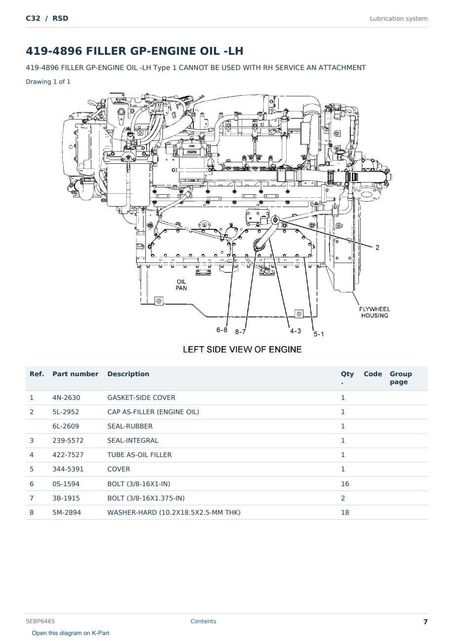 Caterpillar C32 S/N RSD Partsbook SEBP6465 (English) - sample page 7 of 10 Caterpillar C32 S/N RSD Partsbook SEBP6465 (English) - sample page 7 of 10