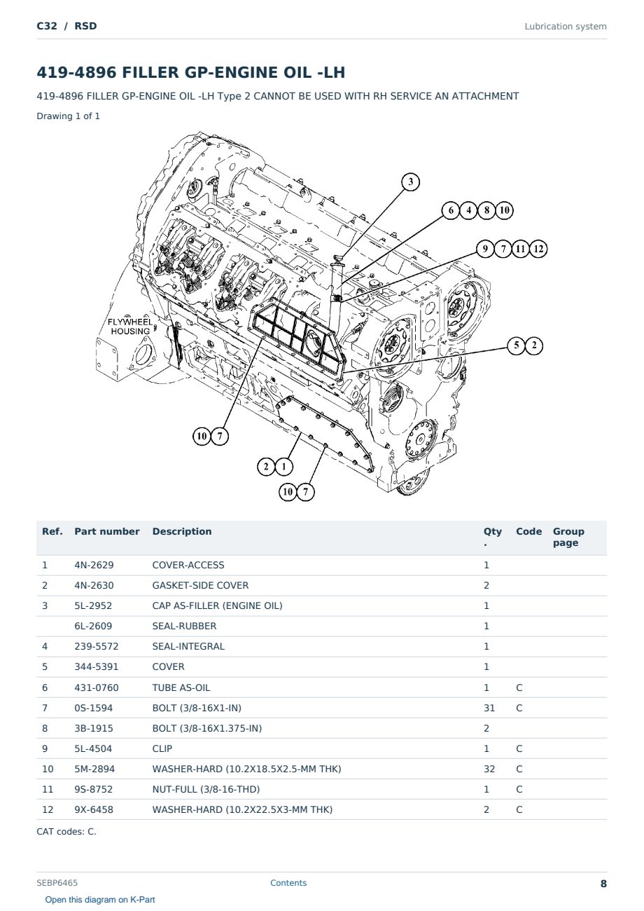 Caterpillar C32 S/N RSD Partsbook SEBP6465 (English) - sample page 8 of 10 Caterpillar C32 S/N RSD Partsbook SEBP6465 (English) - sample page 8 of 10