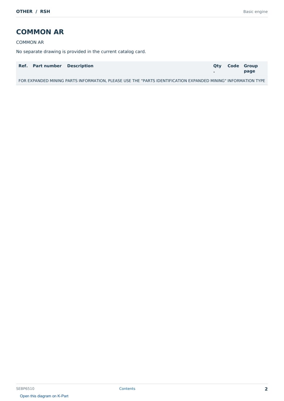Caterpillar OTHER S/N RSH Partsbook SEBP6510 (English) - sample page 2 of 2 Caterpillar OTHER S/N RSH Partsbook SEBP6510 (English) - sample page 2 of 2