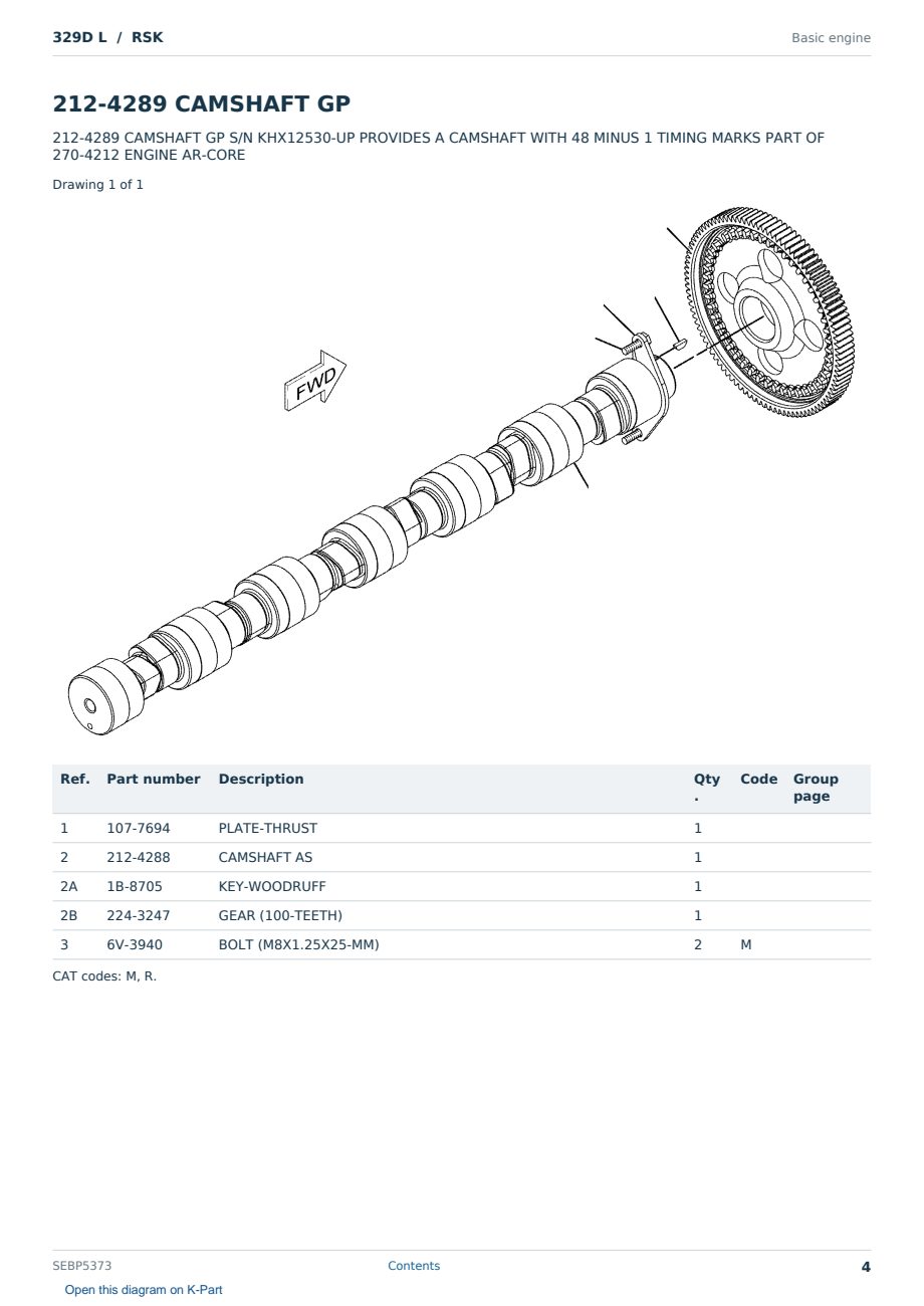Caterpillar 329D L S/N RSK Partsbook SEBP5373 (English) - sample page 4 of 10 Caterpillar 329D L S/N RSK Partsbook SEBP5373 (English) - sample page 4 of 10