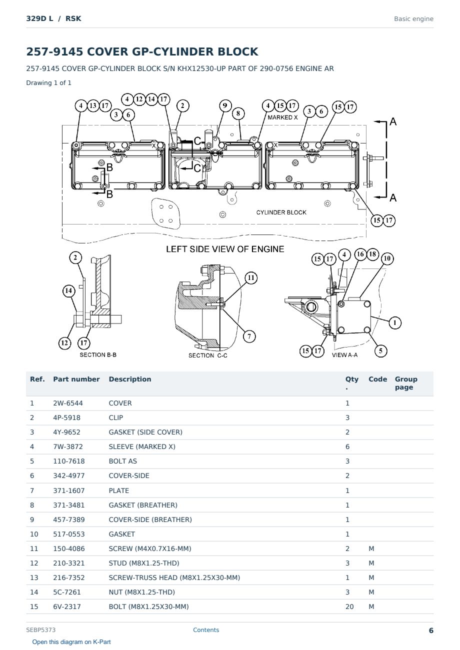 Caterpillar 329D L S/N RSK Partsbook SEBP5373 (English) - sample page 6 of 10 Caterpillar 329D L S/N RSK Partsbook SEBP5373 (English) - sample page 6 of 10