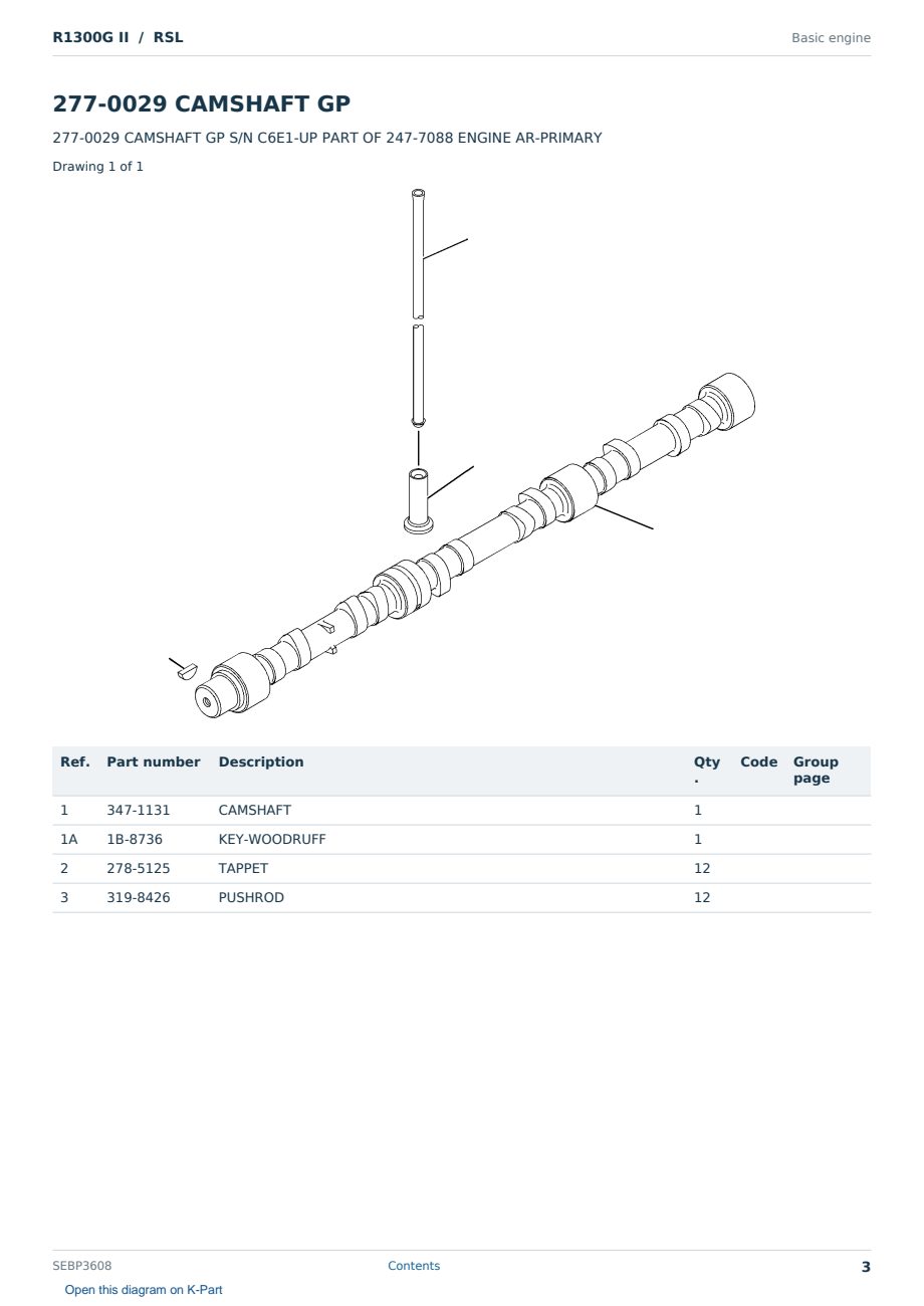 Caterpillar R1300G II S/N RSL Partsbook SEBP3608 (English) - sample page 3 of 10 Caterpillar R1300G II S/N RSL Partsbook SEBP3608 (English) - sample page 3 of 10