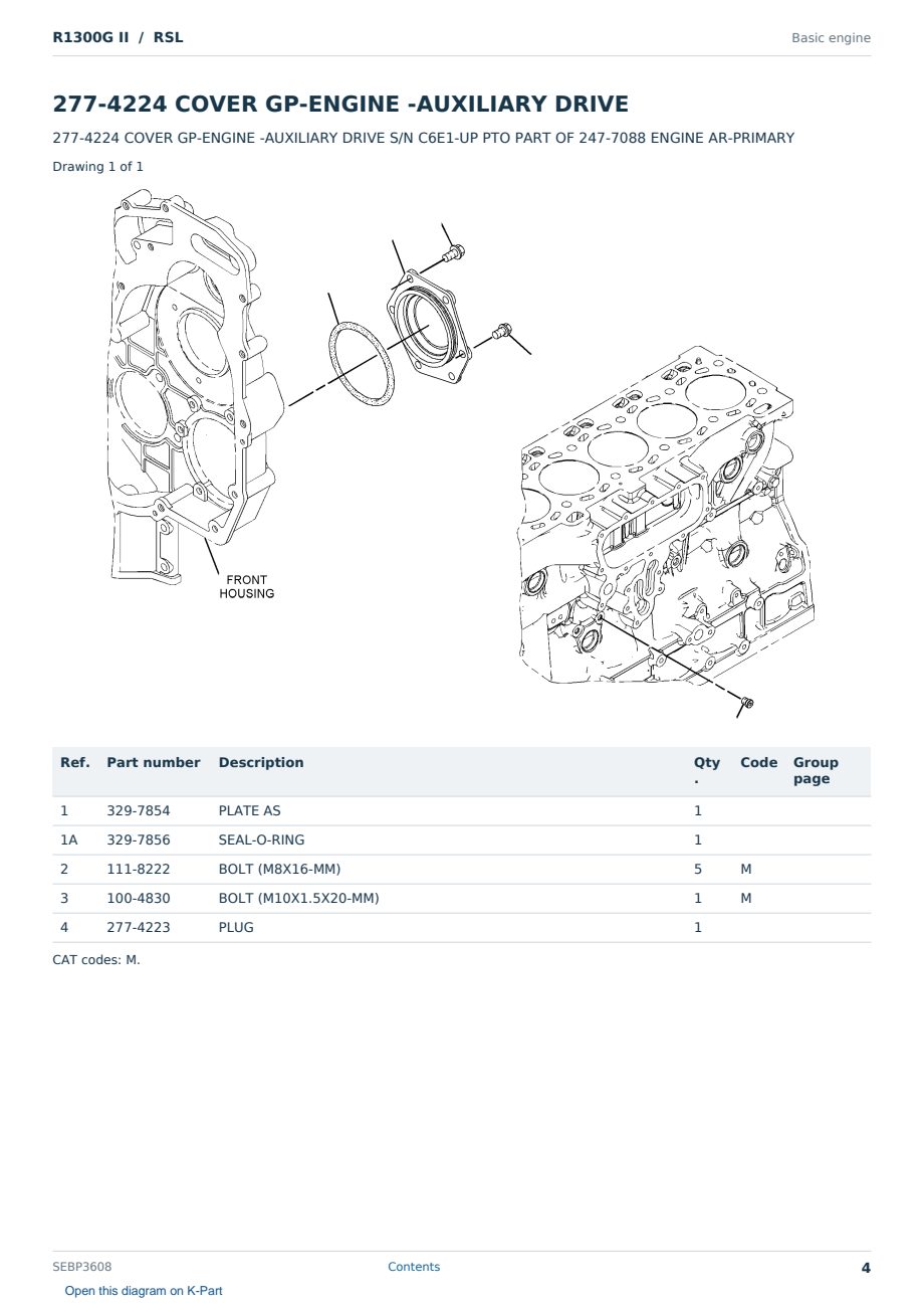 Caterpillar R1300G II S/N RSL Partsbook SEBP3608 (English) - sample page 4 of 10 Caterpillar R1300G II S/N RSL Partsbook SEBP3608 (English) - sample page 4 of 10