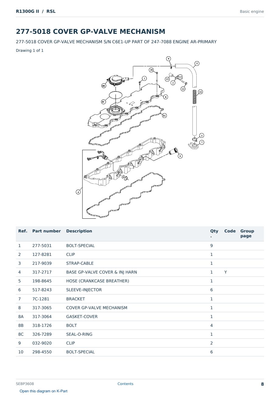 Caterpillar R1300G II S/N RSL Partsbook SEBP3608 (English) - sample page 8 of 10 Caterpillar R1300G II S/N RSL Partsbook SEBP3608 (English) - sample page 8 of 10