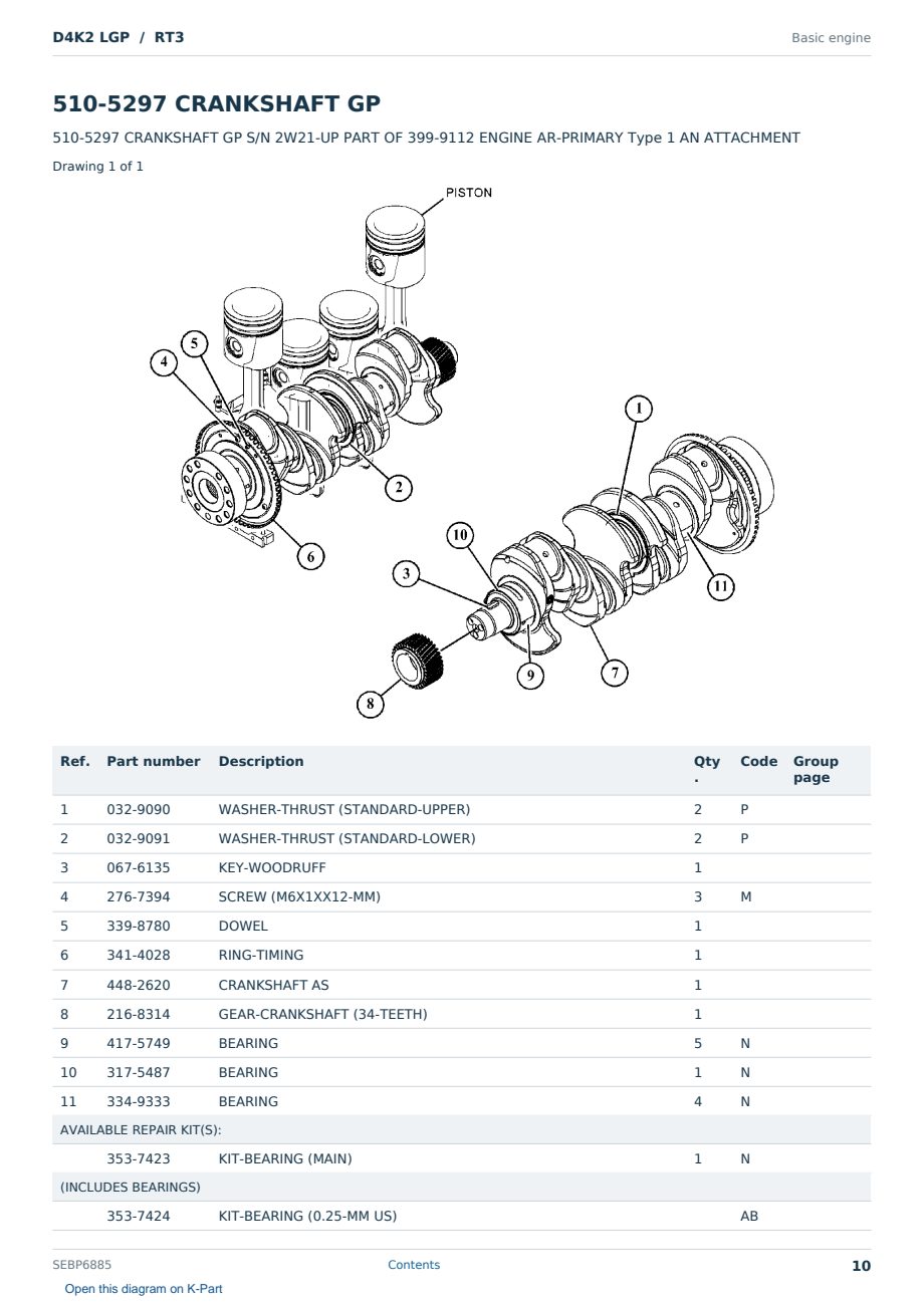 Caterpillar D4K2 LGP S/N RT3 Partsbook SEBP6885 (English) - sample page 10 of 10 Caterpillar D4K2 LGP S/N RT3 Partsbook SEBP6885 (English) - sample page 10 of 10