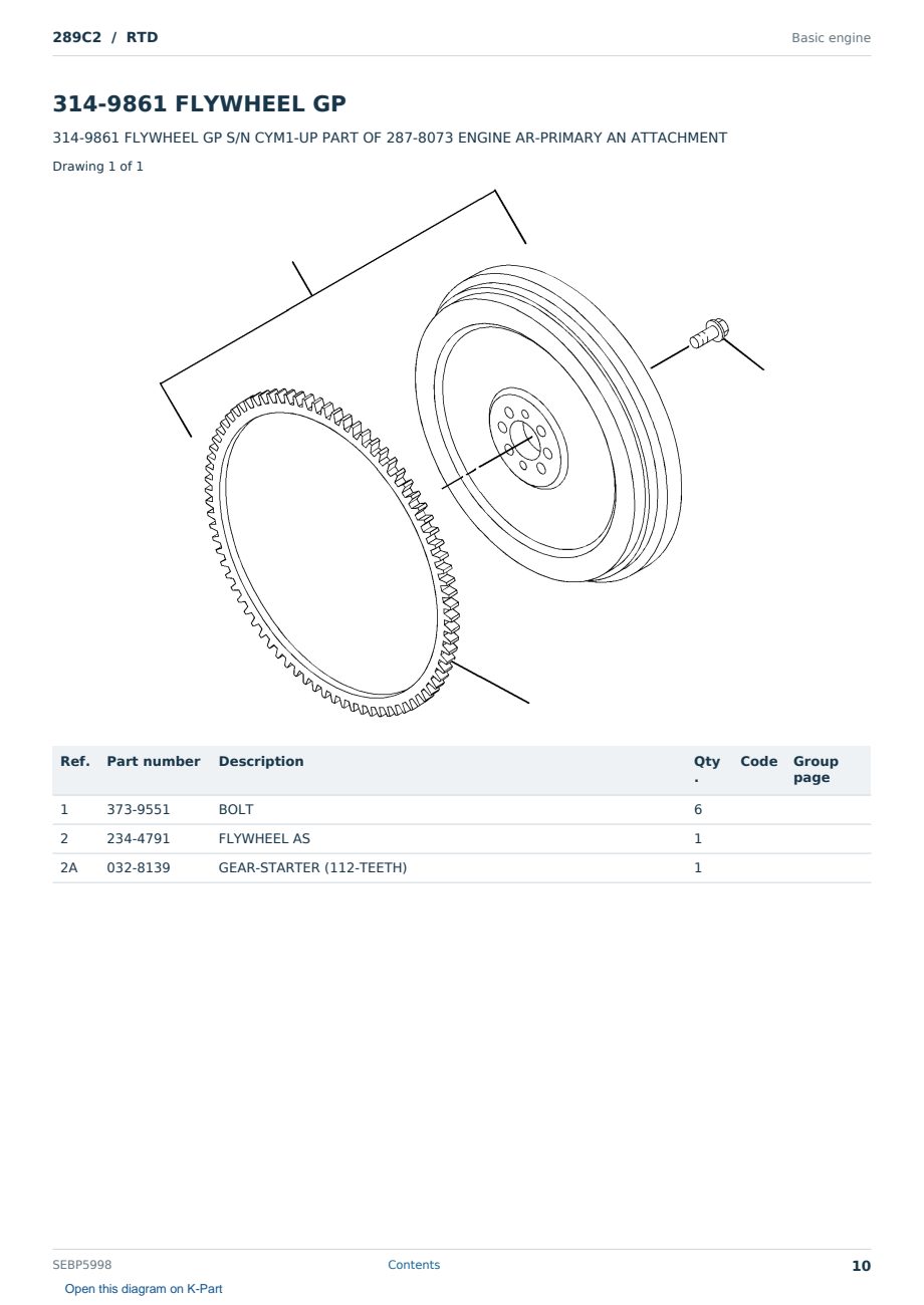 Caterpillar 289C2 S/N RTD Partsbook SEBP5998 (English) - sample page 10 of 10 Caterpillar 289C2 S/N RTD Partsbook SEBP5998 (English) - sample page 10 of 10