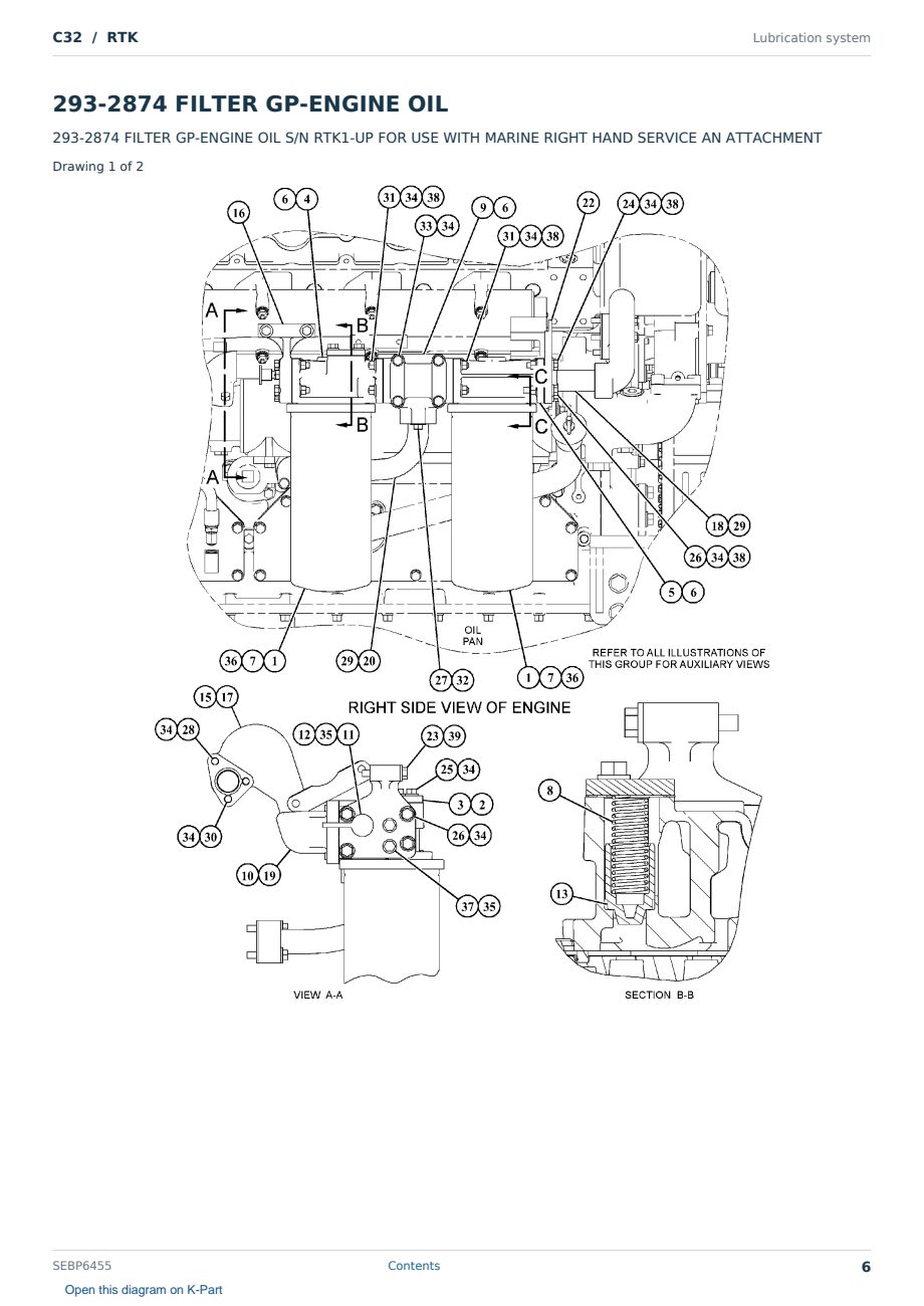 Caterpillar C32 S/N RTK Partsbook SEBP6455 (English) - sample page 6 of 10 Caterpillar C32 S/N RTK Partsbook SEBP6455 (English) - sample page 6 of 10