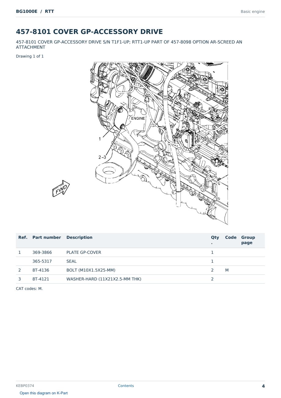 Caterpillar BG1000E S/N RTT Partsbook KEBP0374 (English) - sample page 4 of 10 Caterpillar BG1000E S/N RTT Partsbook KEBP0374 (English) - sample page 4 of 10