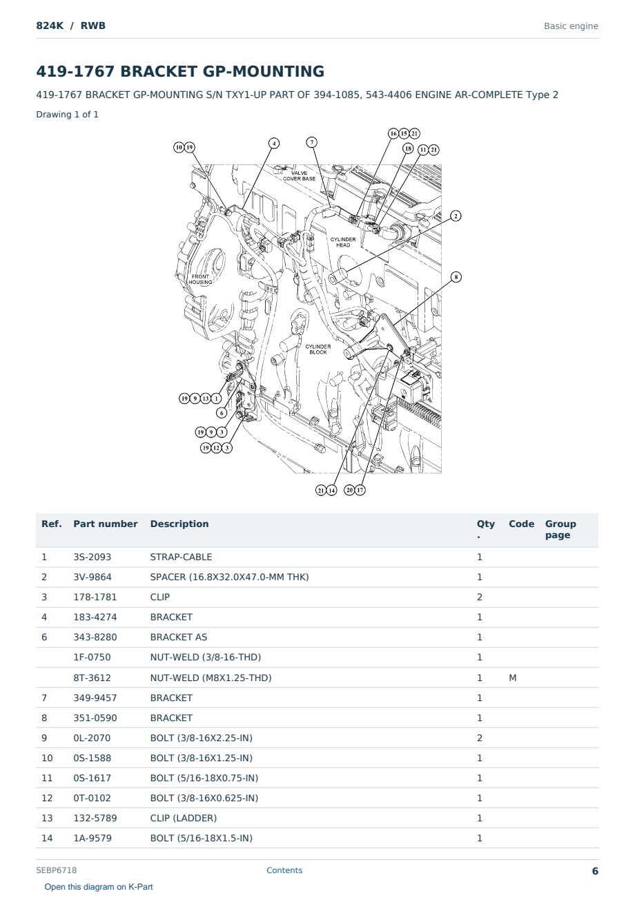 Caterpillar 824K S/N RWB Partsbook SEBP6718 (English) - sample page 6 of 10 Caterpillar 824K S/N RWB Partsbook SEBP6718 (English) - sample page 6 of 10