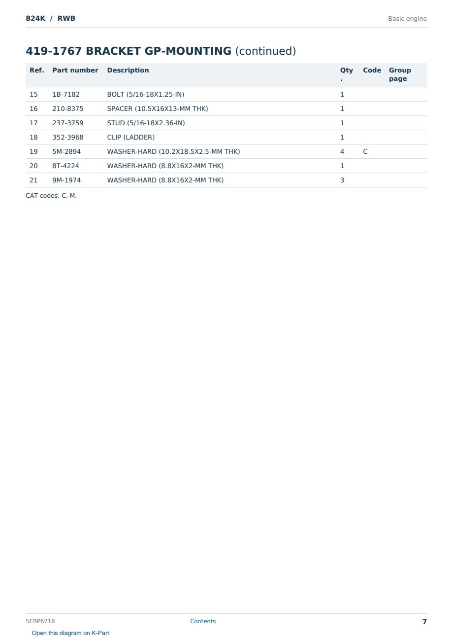 Caterpillar 824K S/N RWB Partsbook SEBP6718 (English) - sample page 7 of 10 Caterpillar 824K S/N RWB Partsbook SEBP6718 (English) - sample page 7 of 10