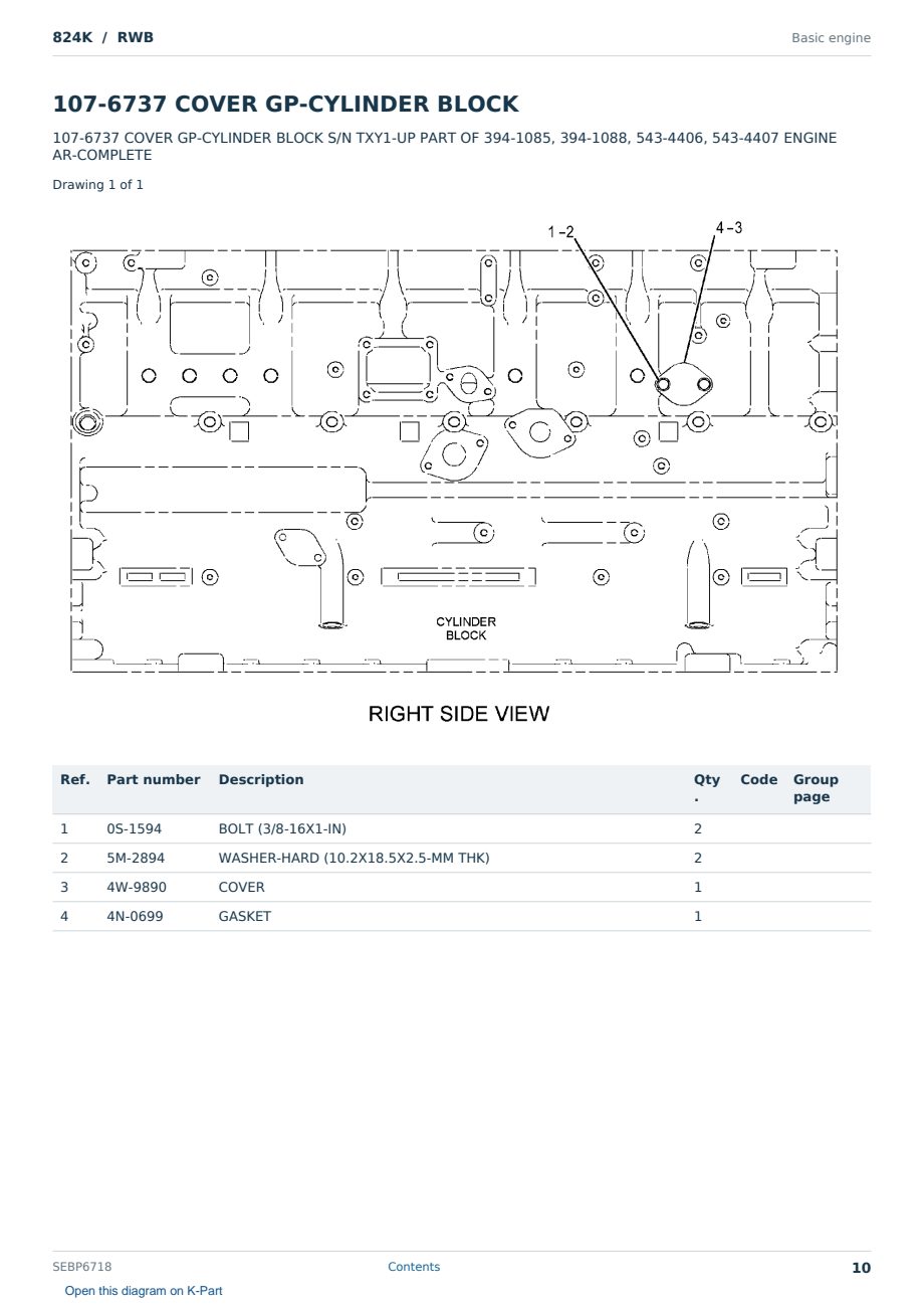 Caterpillar 824K S/N RWB Partsbook SEBP6718 (English) - sample page 10 of 10 Caterpillar 824K S/N RWB Partsbook SEBP6718 (English) - sample page 10 of 10