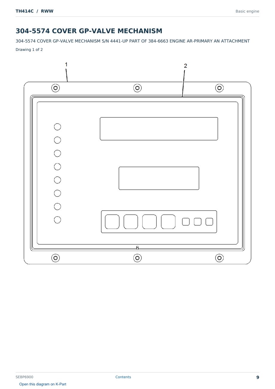 Caterpillar TH414C S/N RWW Partsbook SEBP6900 (English) - sample page 9 of 10 Caterpillar TH414C S/N RWW Partsbook SEBP6900 (English) - sample page 9 of 10