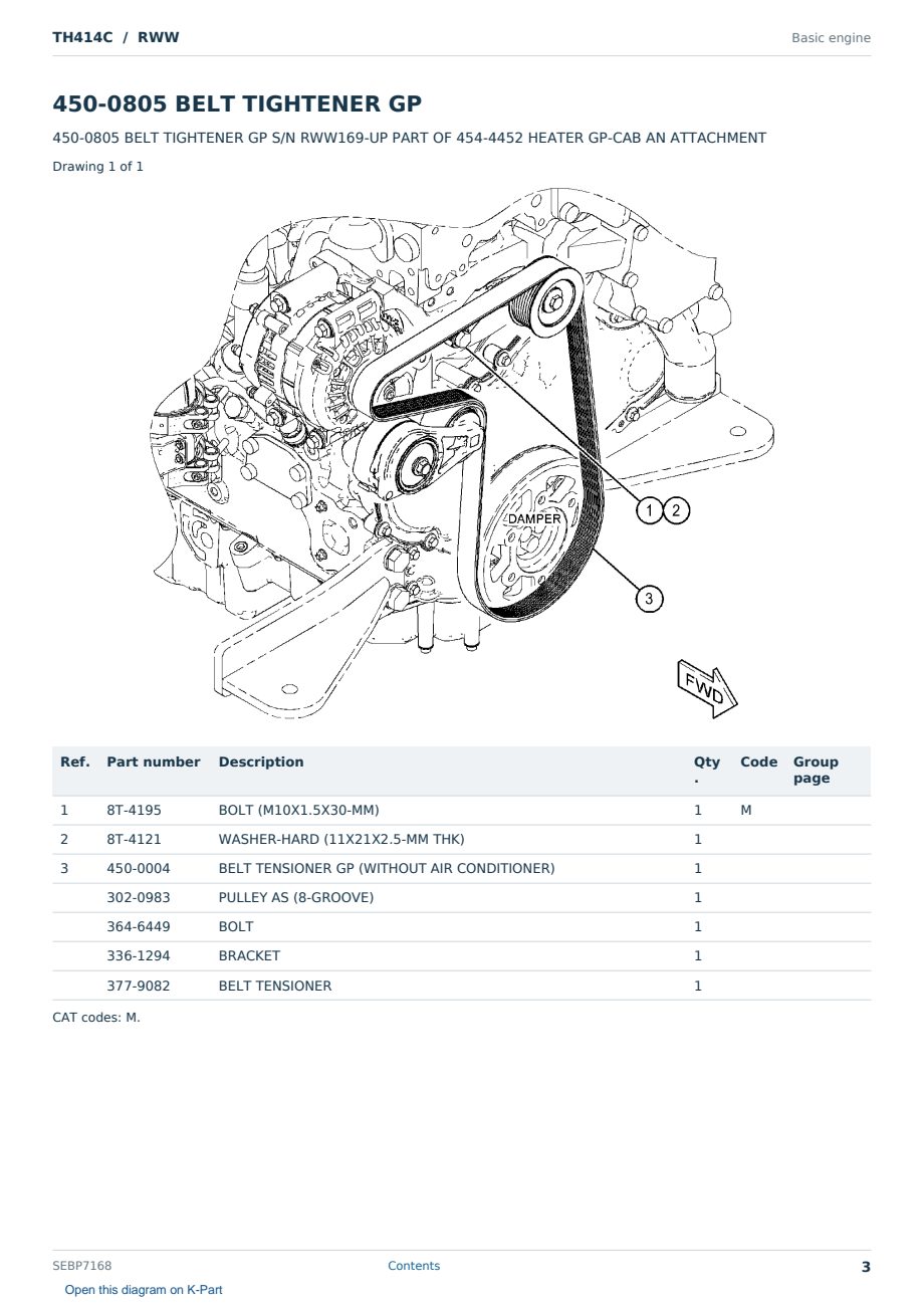 Caterpillar TH414C S/N RWW Partsbook SEBP7168 (English) - sample page 3 of 10 Caterpillar TH414C S/N RWW Partsbook SEBP7168 (English) - sample page 3 of 10