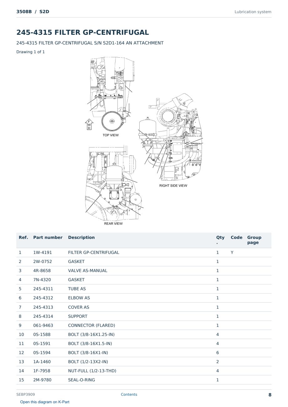 Caterpillar 3508B S/N S2D Partsbook SEBP3909 (English) - sample page 8 of 10 Caterpillar 3508B S/N S2D Partsbook SEBP3909 (English) - sample page 8 of 10