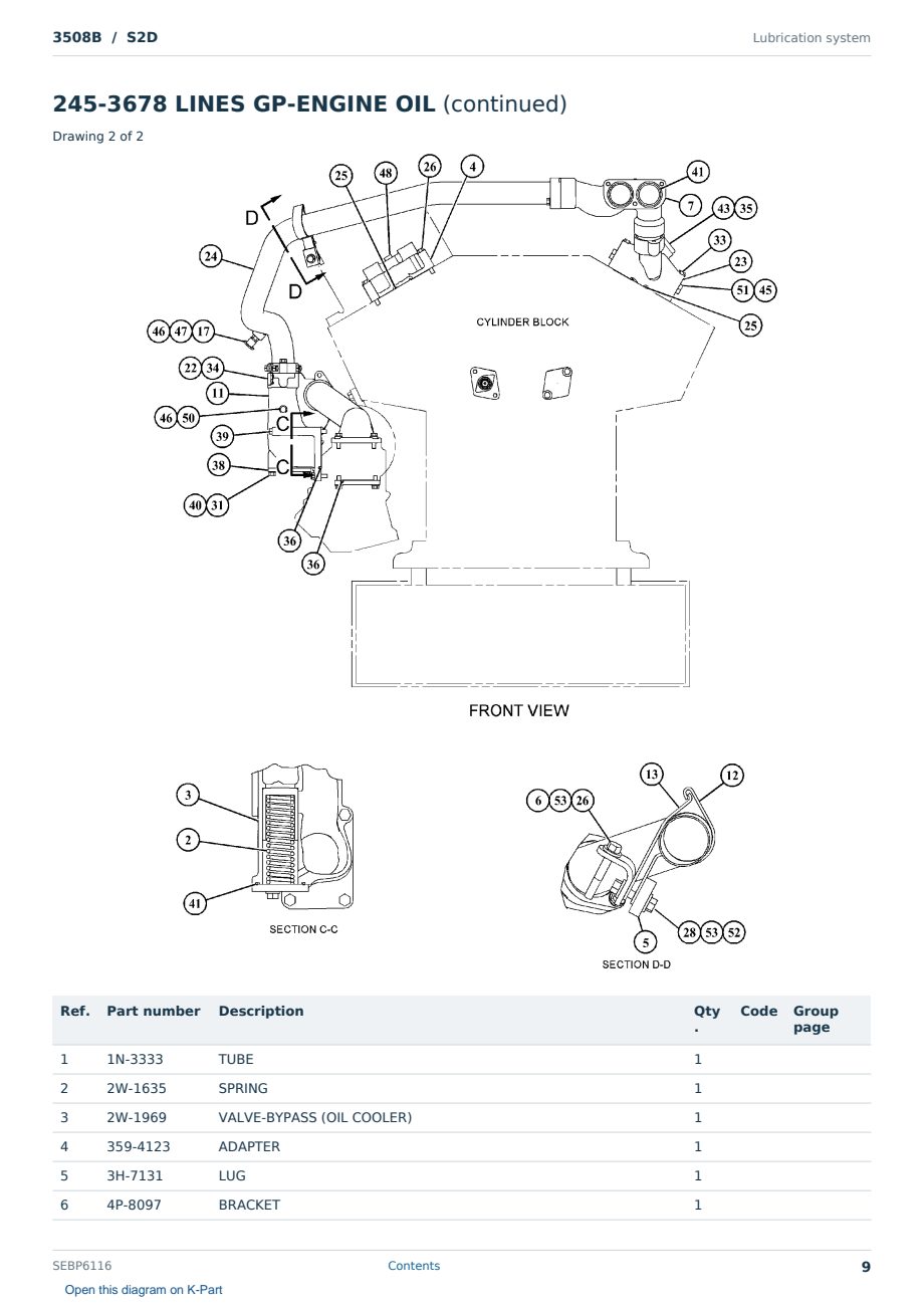 Caterpillar 3508B S/N S2D Partsbook SEBP6116 (English) - sample page 9 of 10 Caterpillar 3508B S/N S2D Partsbook SEBP6116 (English) - sample page 9 of 10