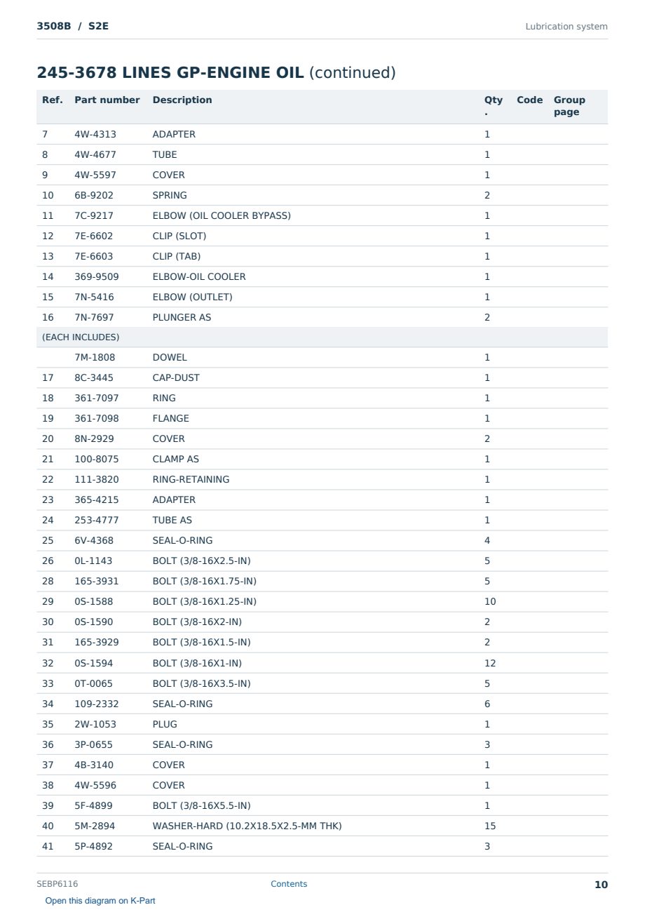 Caterpillar 3508B S/N S2E Partsbook SEBP6116 (English) - sample page 10 of 10 Caterpillar 3508B S/N S2E Partsbook SEBP6116 (English) - sample page 10 of 10