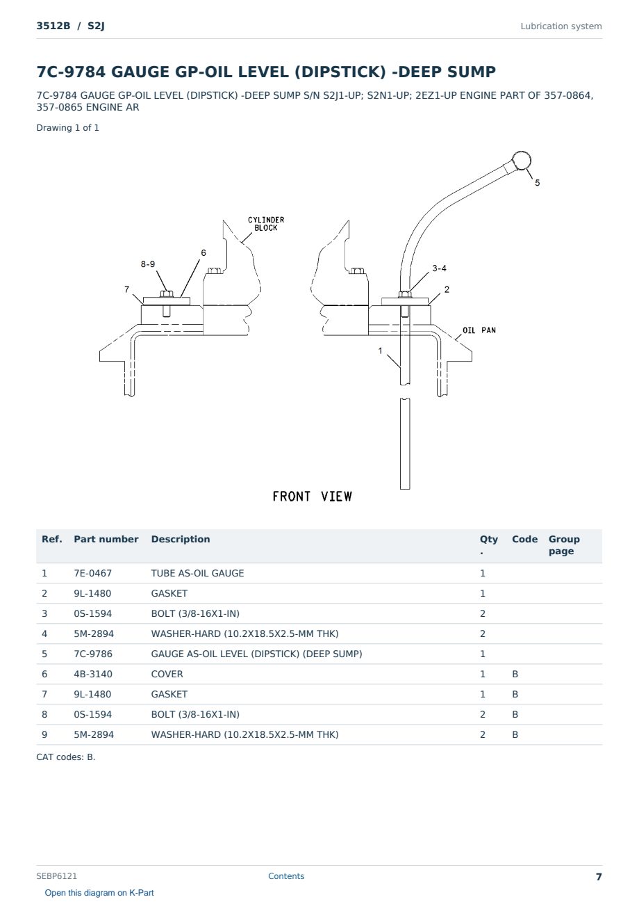 Caterpillar 3512B S/N S2J Partsbook SEBP6121 (English) - sample page 7 of 10 Caterpillar 3512B S/N S2J Partsbook SEBP6121 (English) - sample page 7 of 10