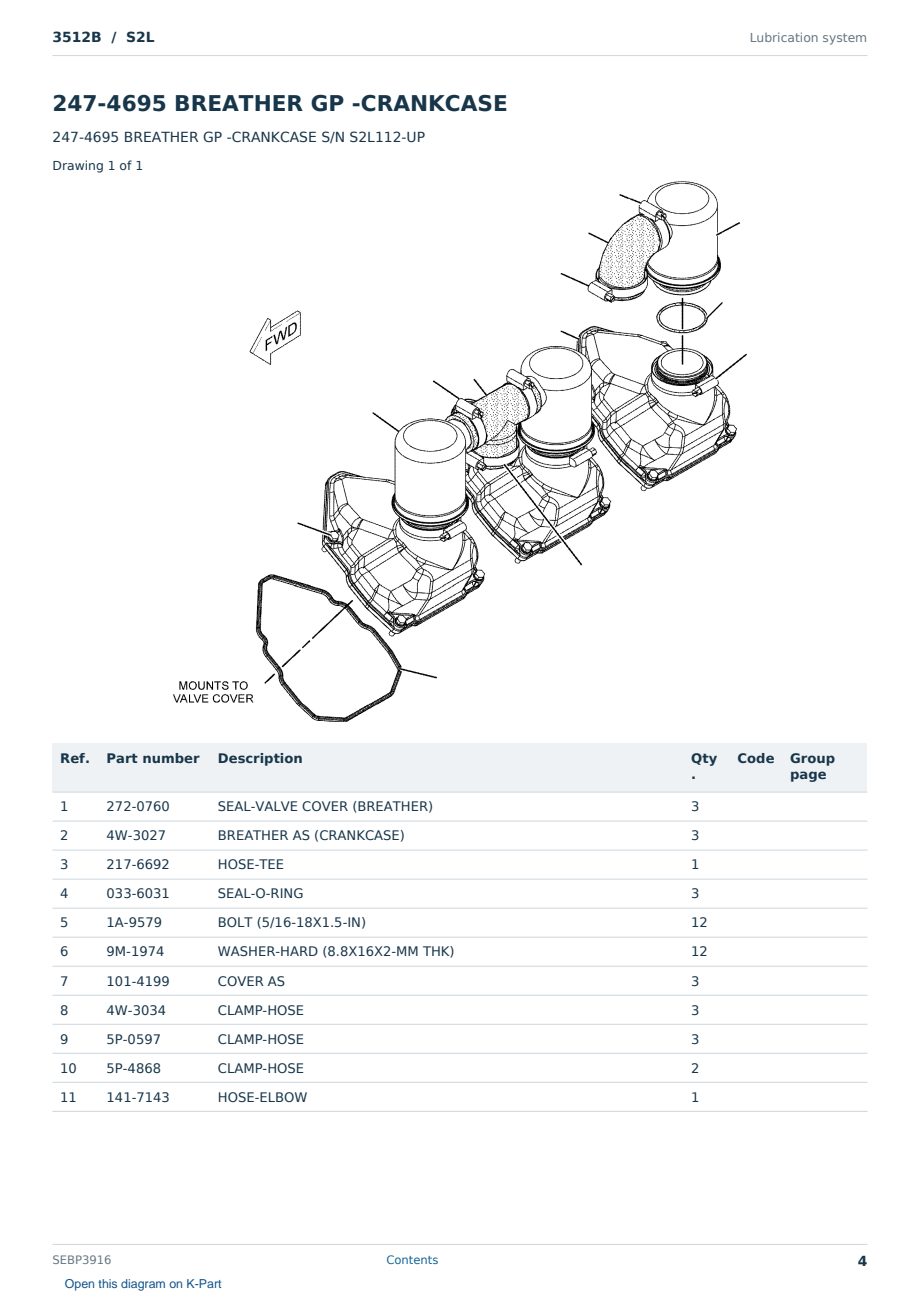 Caterpillar 3512B S/N S2L Partsbook SEBP3916 (English) - sample page 4 of 10 Caterpillar 3512B S/N S2L Partsbook SEBP3916 (English) - sample page 4 of 10