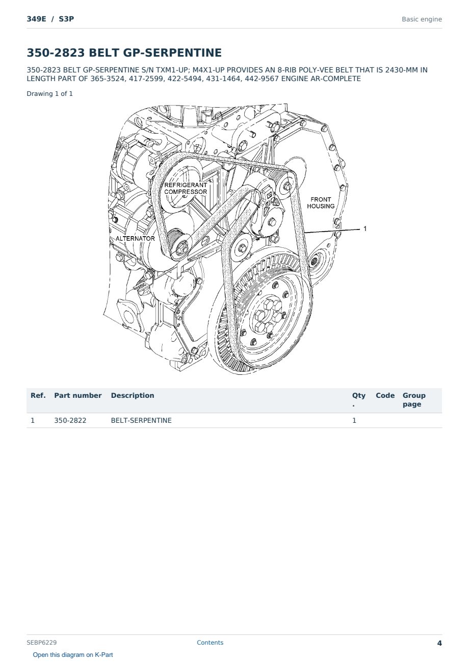 Caterpillar 349E S/N S3P Partsbook SEBP6229 (English) - sample page 4 of 10 Caterpillar 349E S/N S3P Partsbook SEBP6229 (English) - sample page 4 of 10