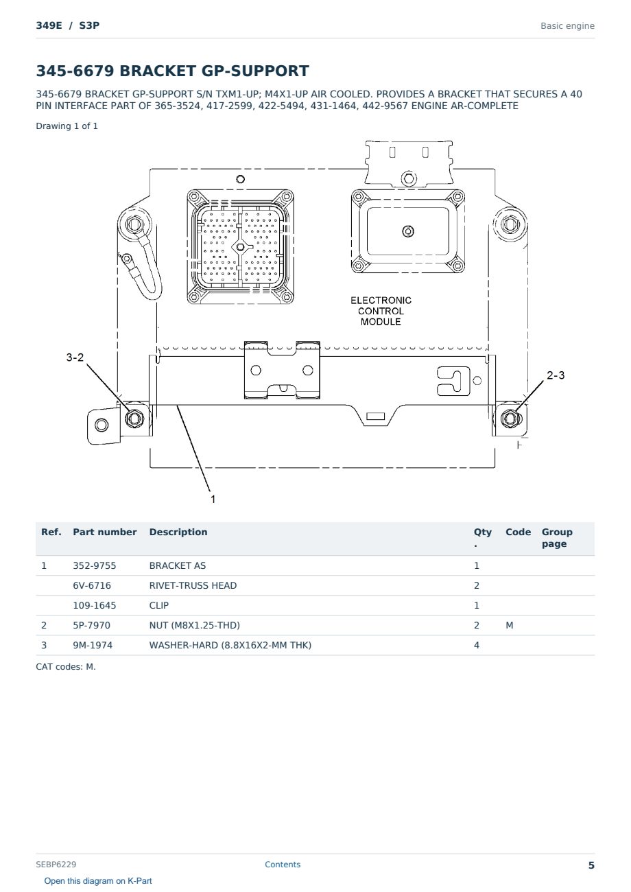Caterpillar 349E S/N S3P Partsbook SEBP6229 (English) - sample page 5 of 10 Caterpillar 349E S/N S3P Partsbook SEBP6229 (English) - sample page 5 of 10