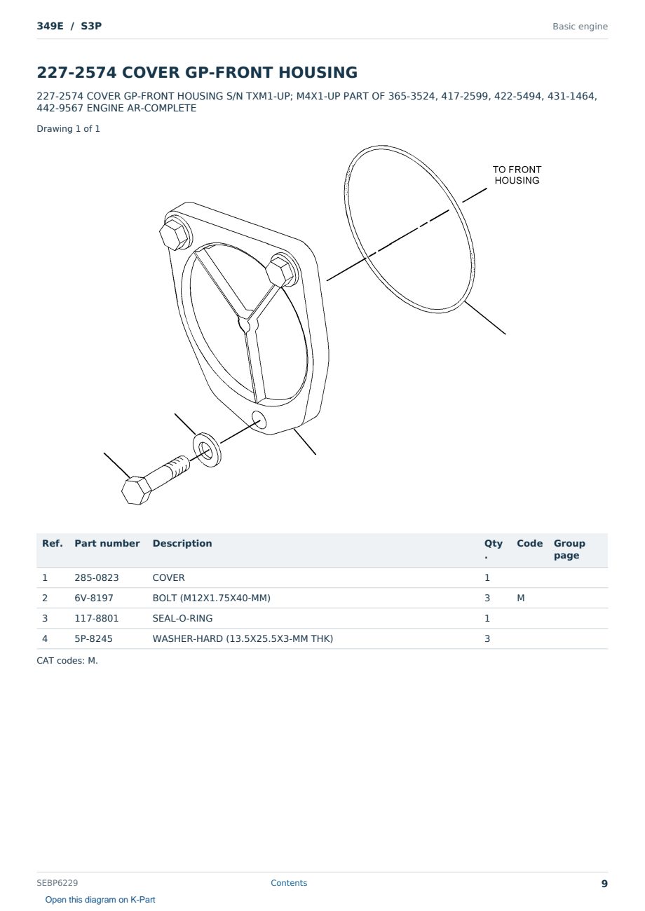 Caterpillar 349E S/N S3P Partsbook SEBP6229 (English) - sample page 9 of 10 Caterpillar 349E S/N S3P Partsbook SEBP6229 (English) - sample page 9 of 10