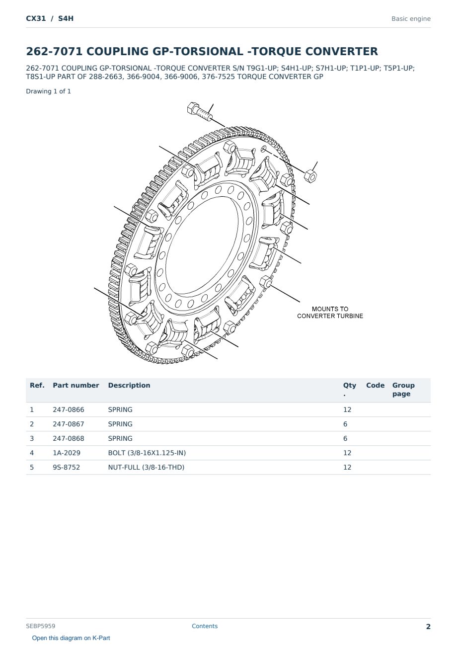 Caterpillar CX31 S/N S4H Partsbook SEBP5959 (English) - sample page 2 of 10 Caterpillar CX31 S/N S4H Partsbook SEBP5959 (English) - sample page 2 of 10