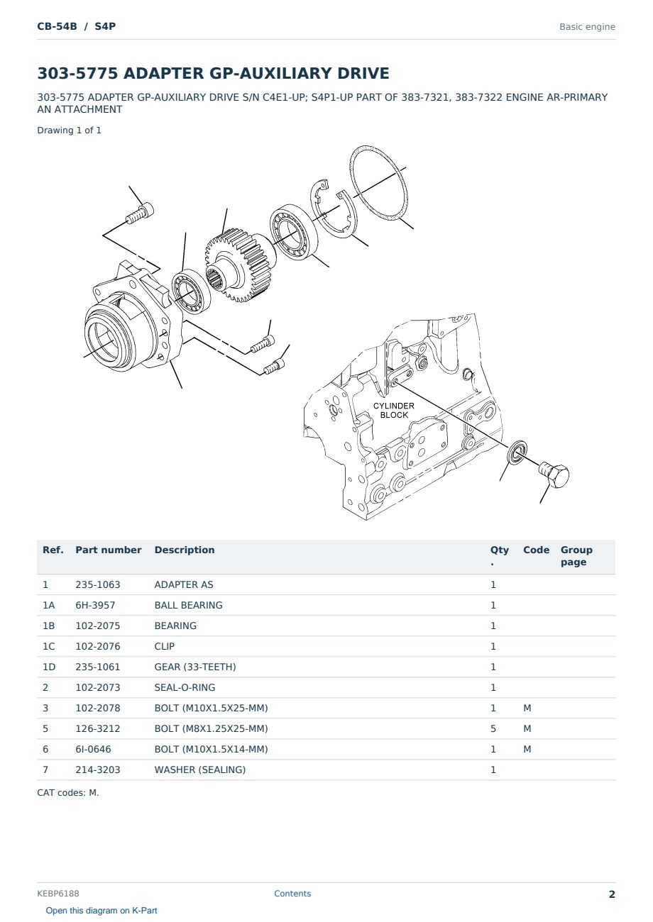 Caterpillar CB-54B S/N S4P Partsbook KEBP6188 (English) - sample page 2 of 10 Caterpillar CB-54B S/N S4P Partsbook KEBP6188 (English) - sample page 2 of 10