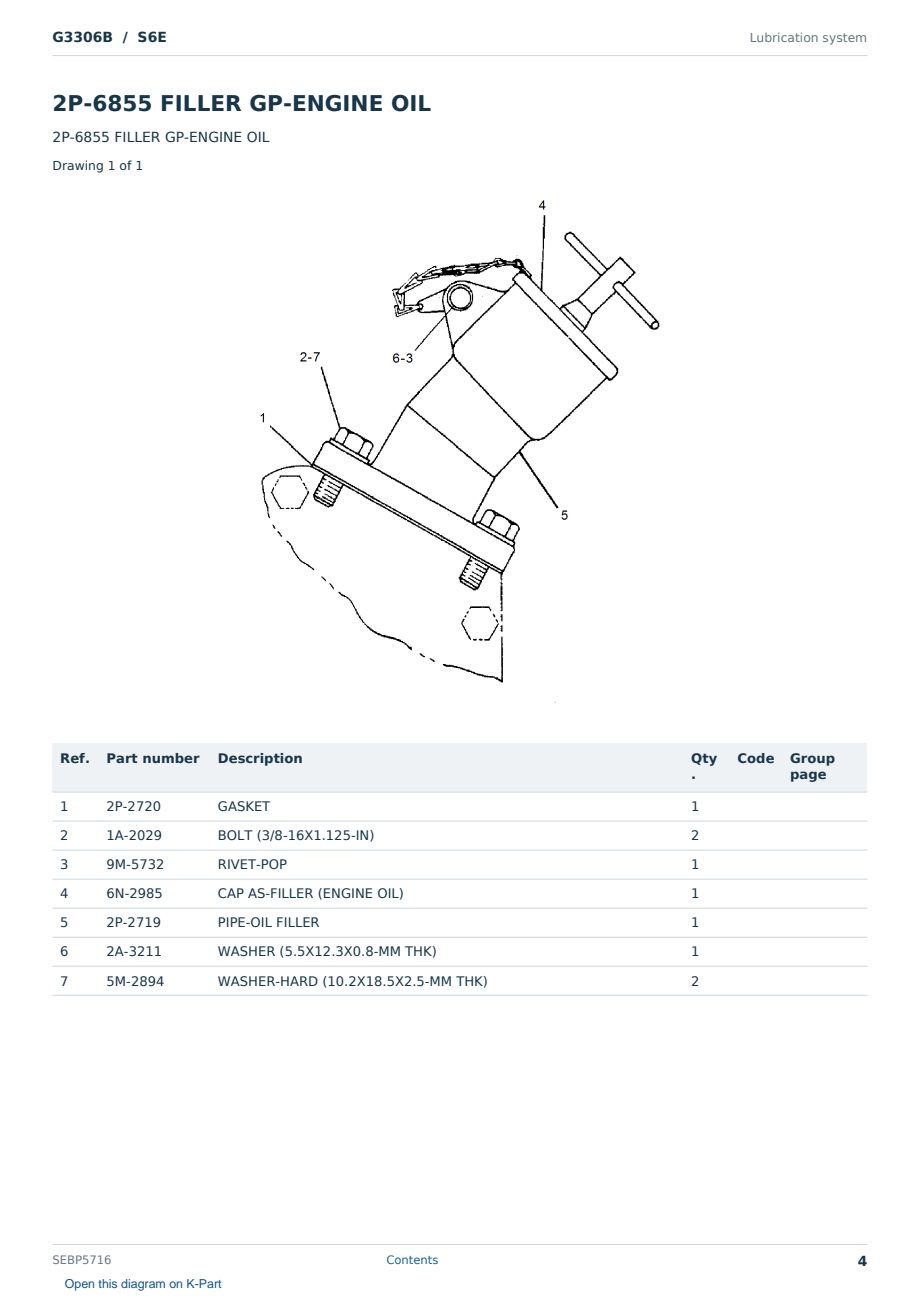 Caterpillar G3306B S/N S6E Partsbook SEBP5716 (English) - sample page 4 of 10 Caterpillar G3306B S/N S6E Partsbook SEBP5716 (English) - sample page 4 of 10