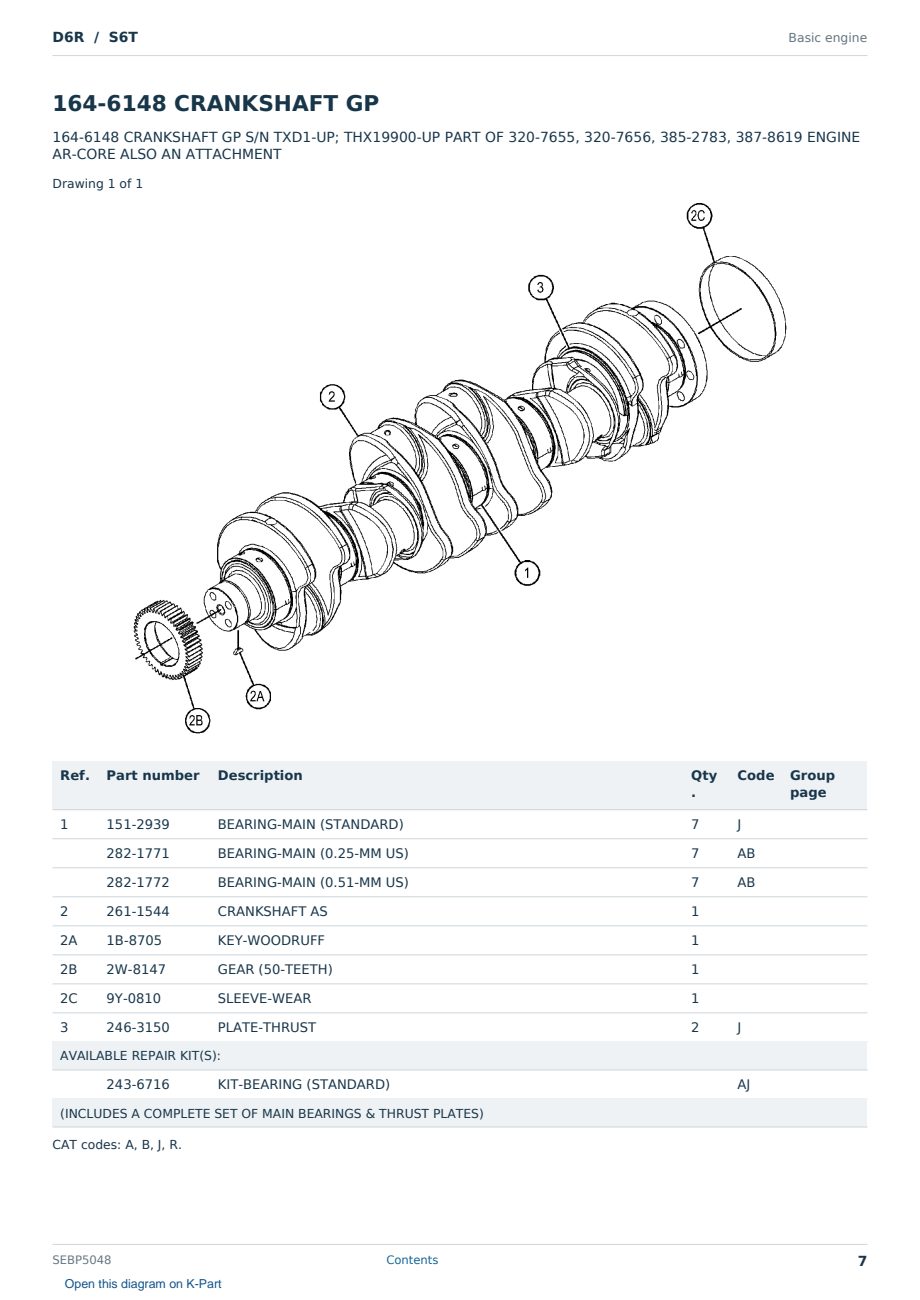 Caterpillar D6R S/N S6T Partsbook SEBP5048 (English) - sample page 7 of 10 Caterpillar D6R S/N S6T Partsbook SEBP5048 (English) - sample page 7 of 10