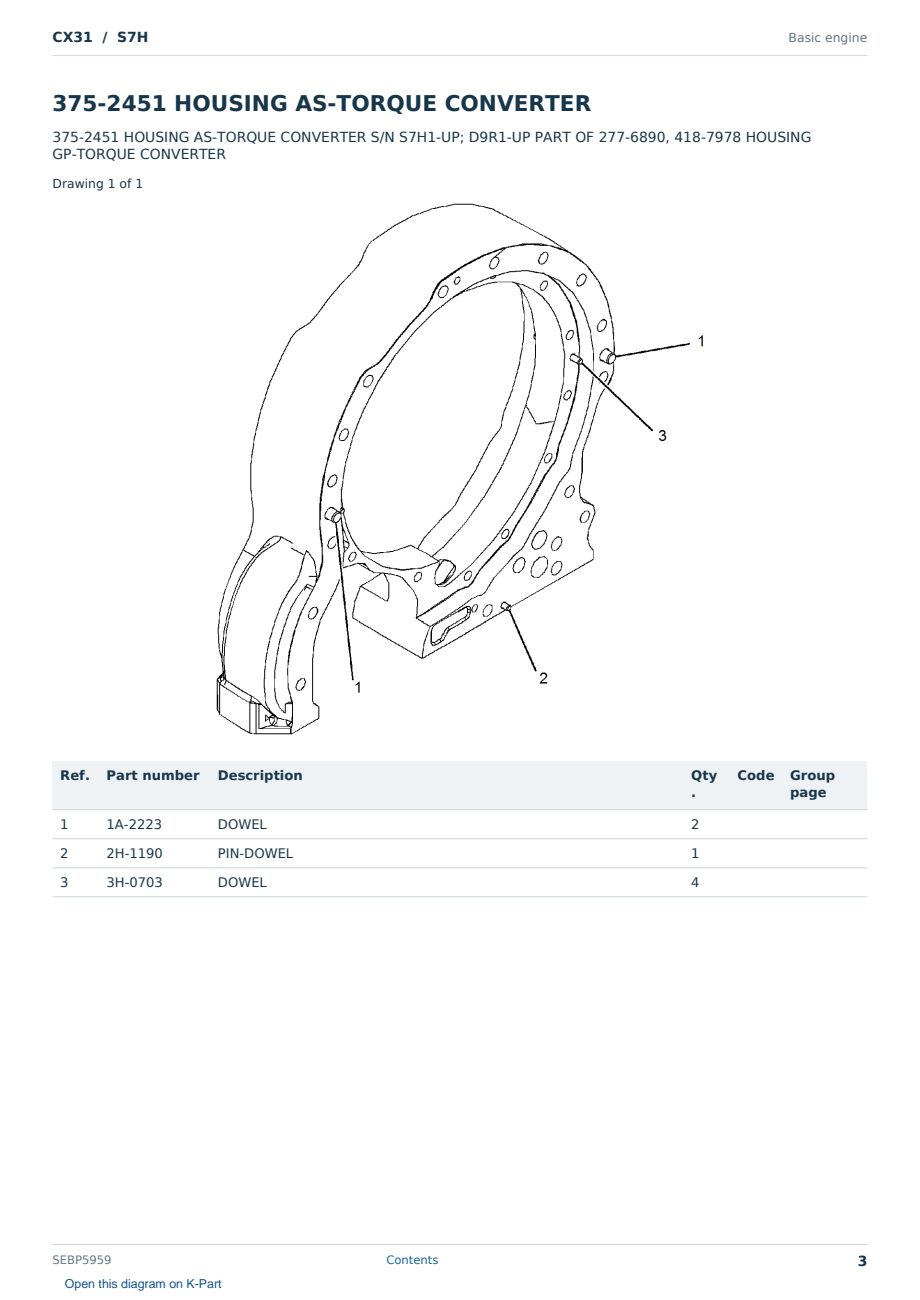 Caterpillar CX31 S/N S7H Partsbook SEBP5959 (English) - sample page 3 of 10 Caterpillar CX31 S/N S7H Partsbook SEBP5959 (English) - sample page 3 of 10