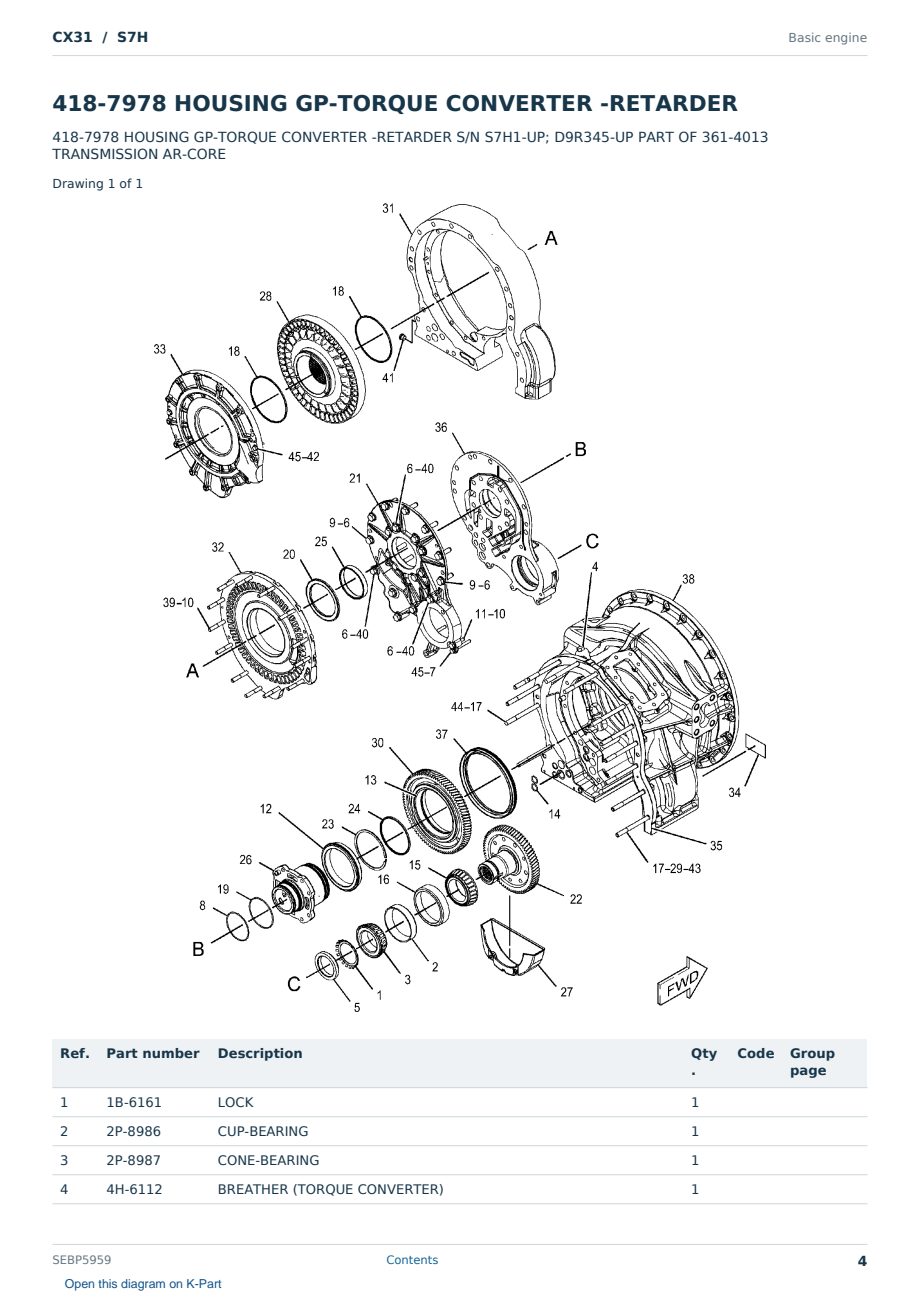 Caterpillar CX31 S/N S7H Partsbook SEBP5959 (English) - sample page 4 of 10 Caterpillar CX31 S/N S7H Partsbook SEBP5959 (English) - sample page 4 of 10