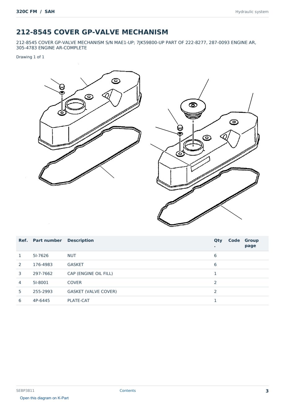 Caterpillar 320C FM S/N SAH Partsbook SEBP3811 (English) - sample page 3 of 10 Caterpillar 320C FM S/N SAH Partsbook SEBP3811 (English) - sample page 3 of 10