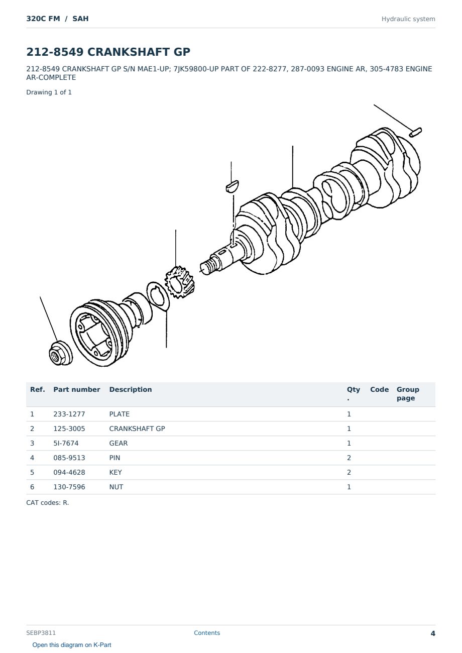 Caterpillar 320C FM S/N SAH Partsbook SEBP3811 (English) - sample page 4 of 10 Caterpillar 320C FM S/N SAH Partsbook SEBP3811 (English) - sample page 4 of 10