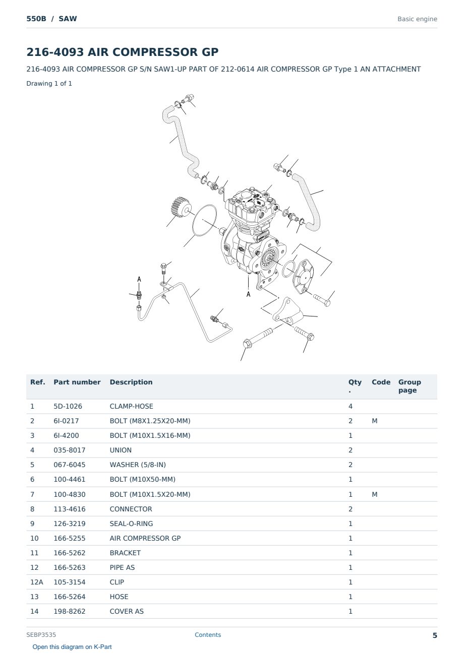 Caterpillar 550B S/N SAW Partsbook SEBP3535 (English) - sample page 5 of 10 Caterpillar 550B S/N SAW Partsbook SEBP3535 (English) - sample page 5 of 10