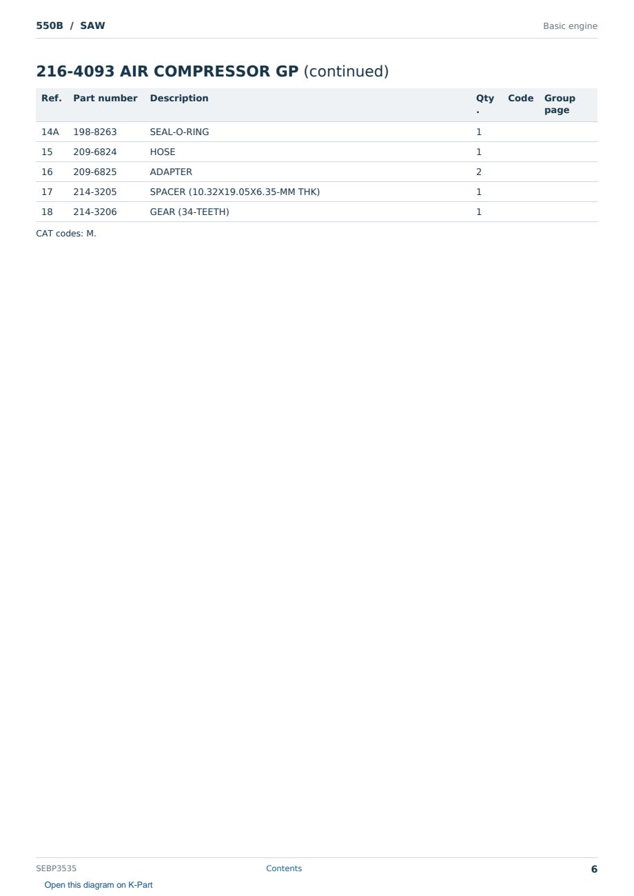 Caterpillar 550B S/N SAW Partsbook SEBP3535 (English) - sample page 6 of 10 Caterpillar 550B S/N SAW Partsbook SEBP3535 (English) - sample page 6 of 10