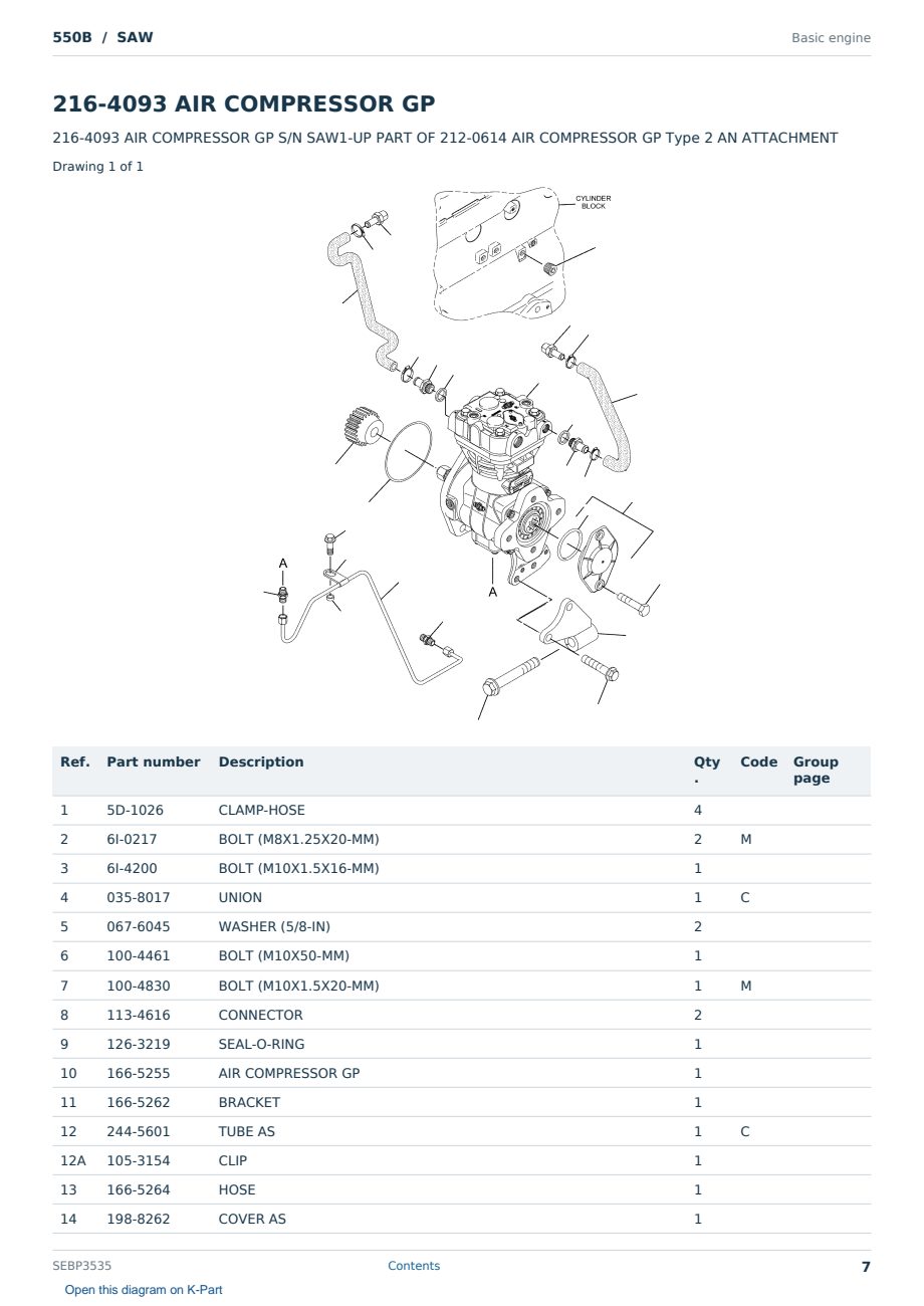 Caterpillar 550B S/N SAW Partsbook SEBP3535 (English) - sample page 7 of 10 Caterpillar 550B S/N SAW Partsbook SEBP3535 (English) - sample page 7 of 10