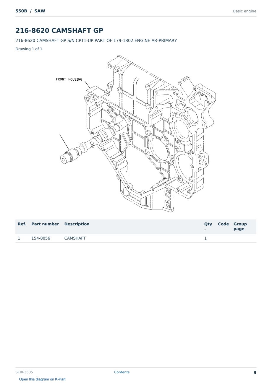 Caterpillar 550B S/N SAW Partsbook SEBP3535 (English) - sample page 9 of 10 Caterpillar 550B S/N SAW Partsbook SEBP3535 (English) - sample page 9 of 10