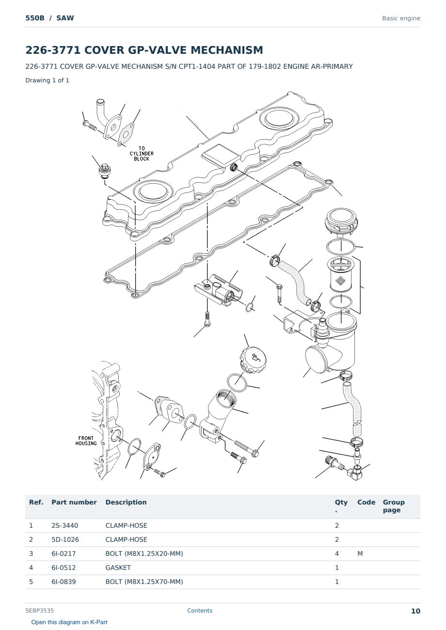 Caterpillar 550B S/N SAW Partsbook SEBP3535 (English) - sample page 10 of 10 Caterpillar 550B S/N SAW Partsbook SEBP3535 (English) - sample page 10 of 10