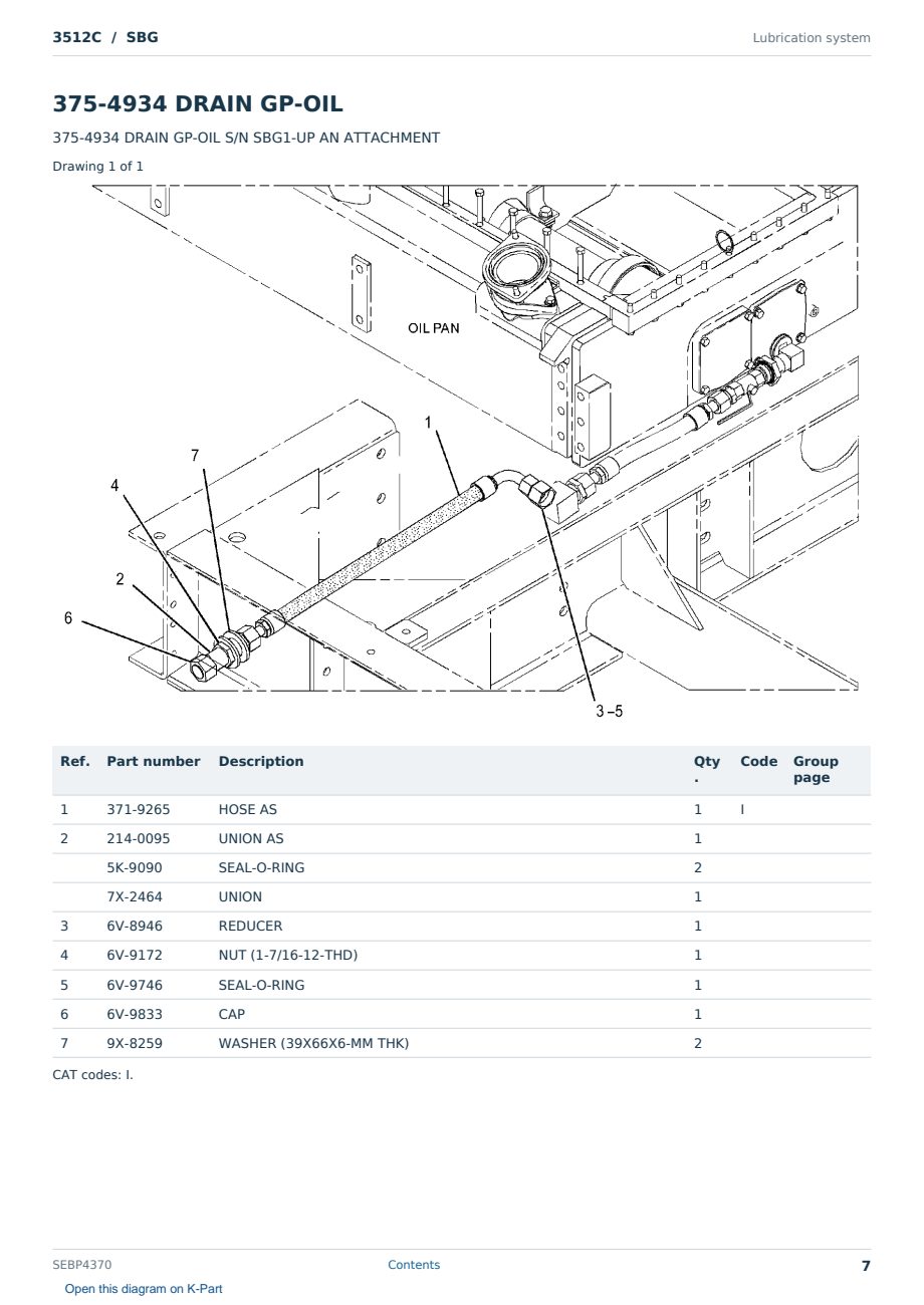 Caterpillar 3512C S/N SBG Partsbook SEBP4370 (English) - sample page 7 of 10 Caterpillar 3512C S/N SBG Partsbook SEBP4370 (English) - sample page 7 of 10
