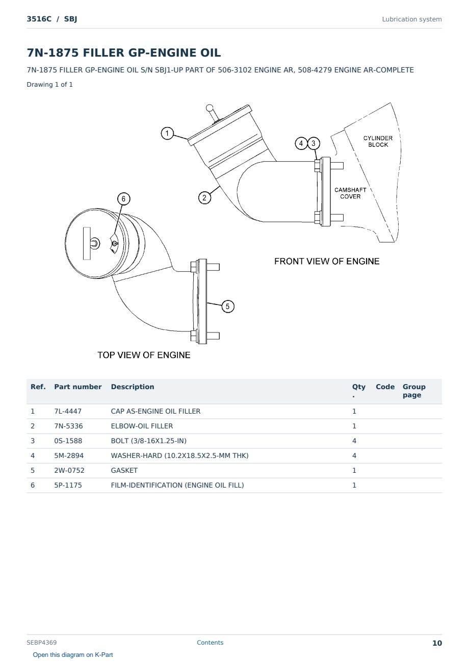 Caterpillar 3516C S/N SBJ Partsbook SEBP4369 (English) - sample page 10 of 10 Caterpillar 3516C S/N SBJ Partsbook SEBP4369 (English) - sample page 10 of 10