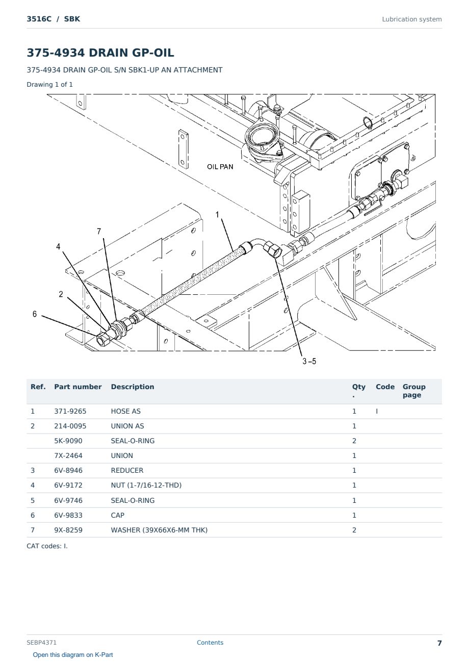 Caterpillar 3516C S/N SBK Partsbook SEBP4371 (English) - sample page 7 of 10 Caterpillar 3516C S/N SBK Partsbook SEBP4371 (English) - sample page 7 of 10