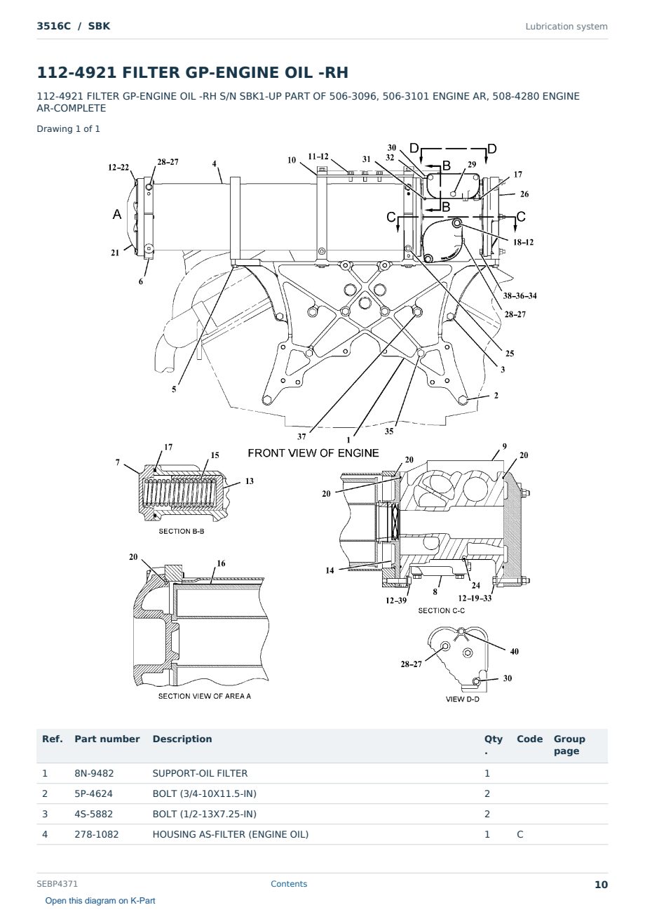 Caterpillar 3516C S/N SBK Partsbook SEBP4371 (English) - sample page 10 of 10 Caterpillar 3516C S/N SBK Partsbook SEBP4371 (English) - sample page 10 of 10